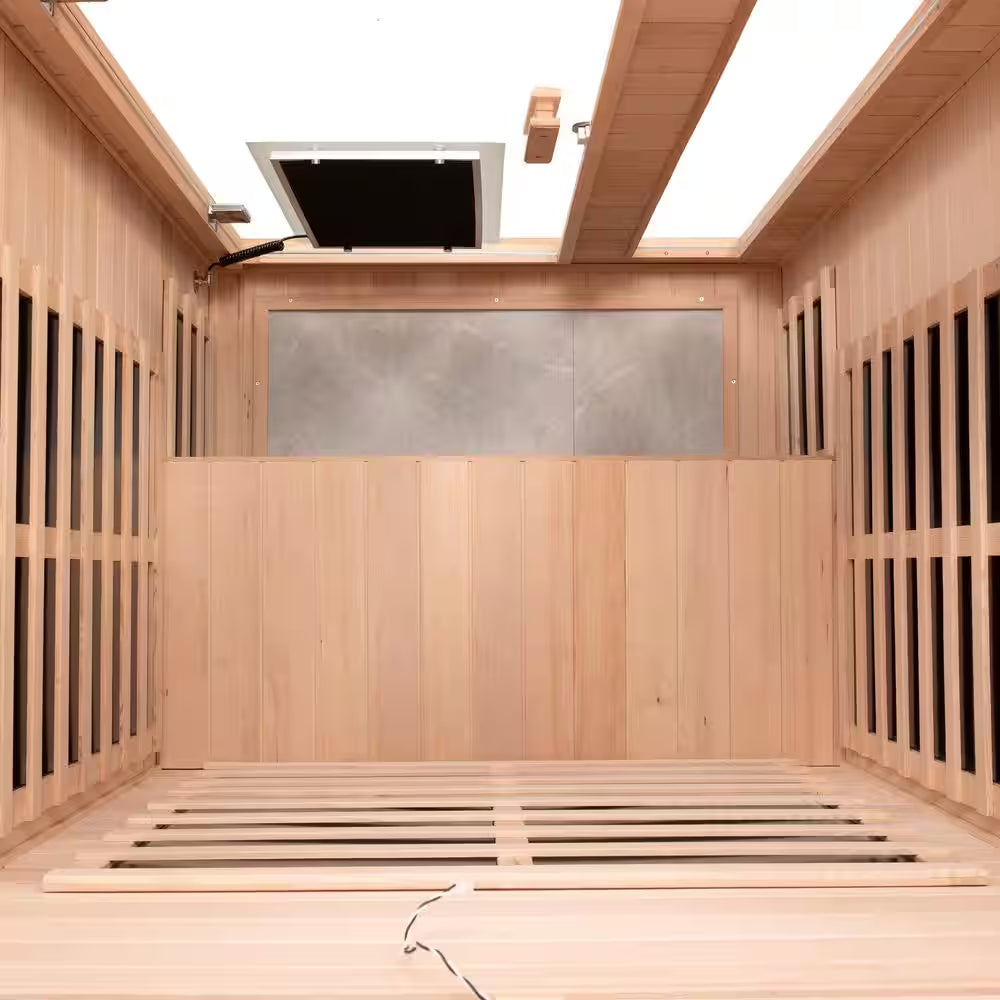 Moray 1-Person Indoor Hemlock Infrared Sauna with 8 Far-Infrared Carbon Crystal Heaters and Chromotherapy
