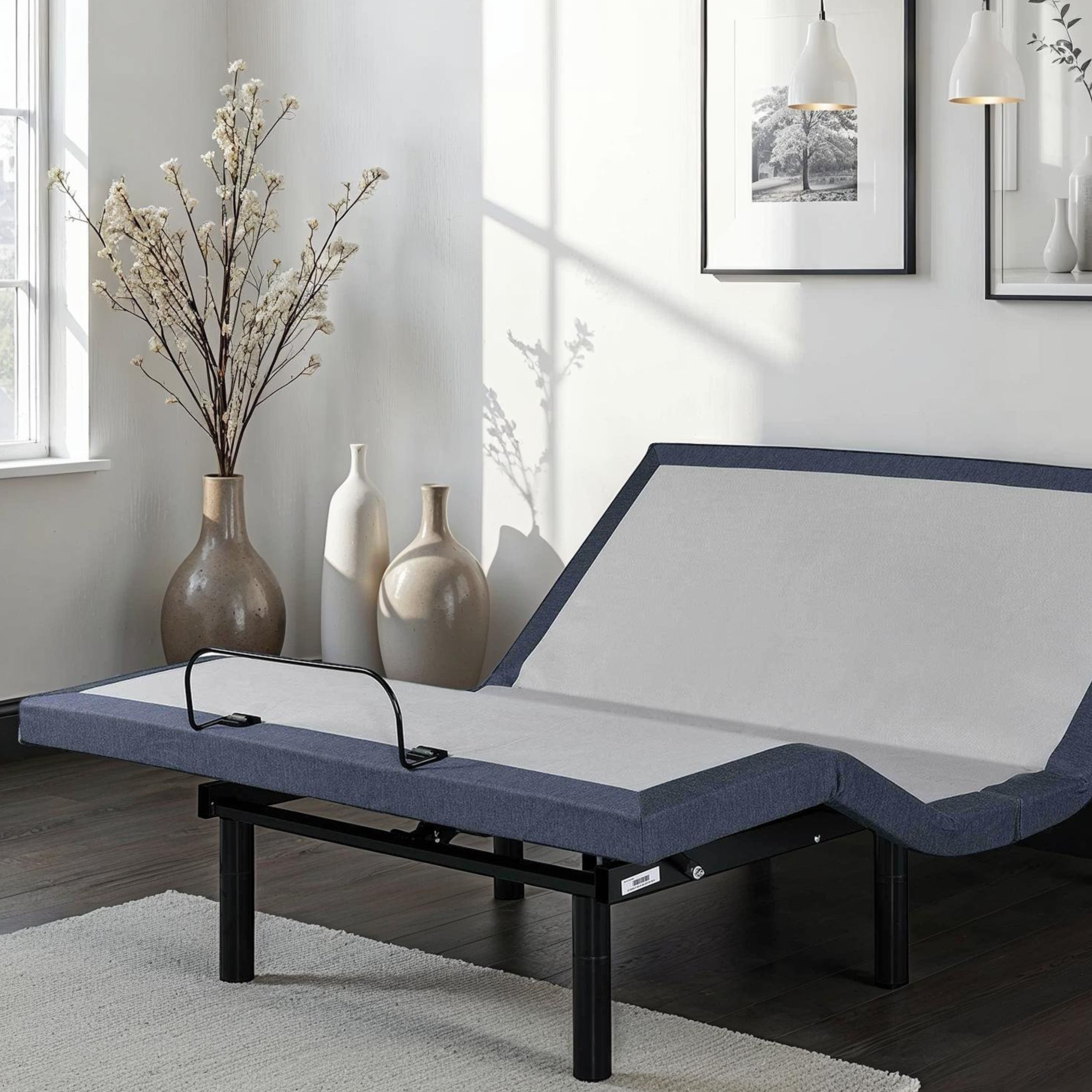 Queen Adjustable Bed Base with Massage, USB Ports & LED Under-Bed Lighting