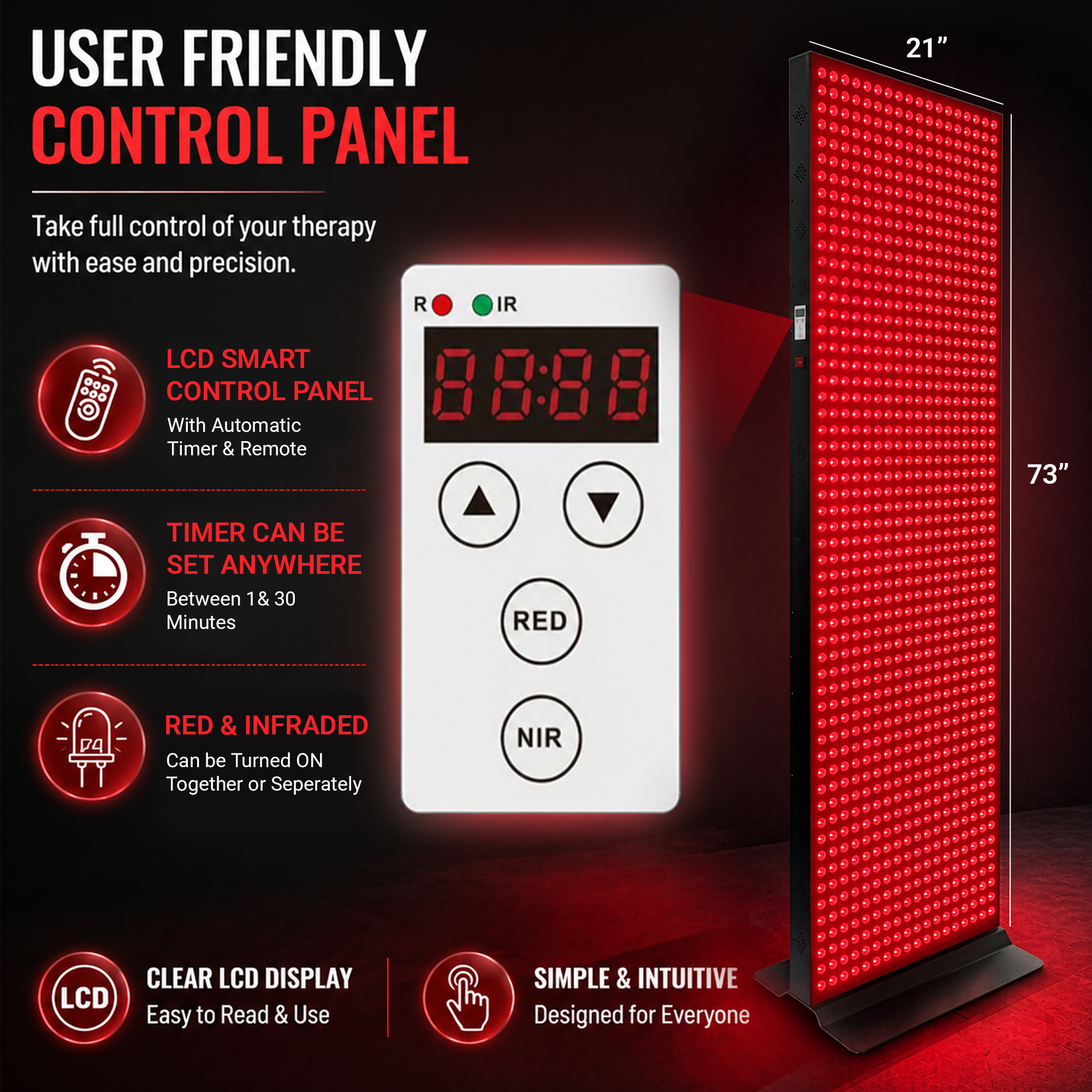EXESAS Full Body Red Light Therapy Panel – 1008 LEDs, 4 Wavelengths, 5040W