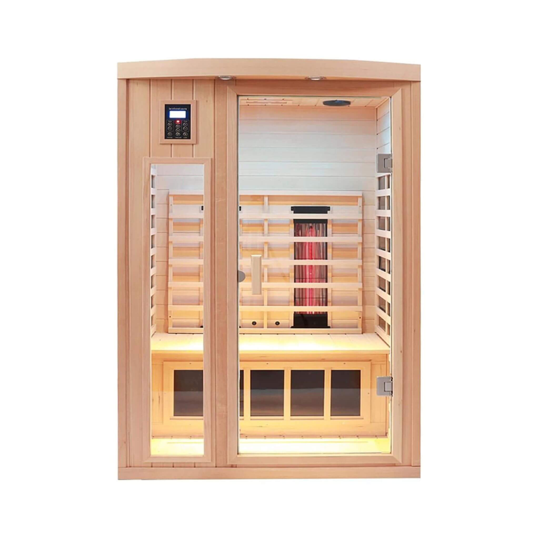 Thermora Orien 2-Person FAR Infrared Sauna | Canadian Hemlock | Carbon Crystal + Ceramic | 1760W | 120V | Chromotherapy | Bluetooth
