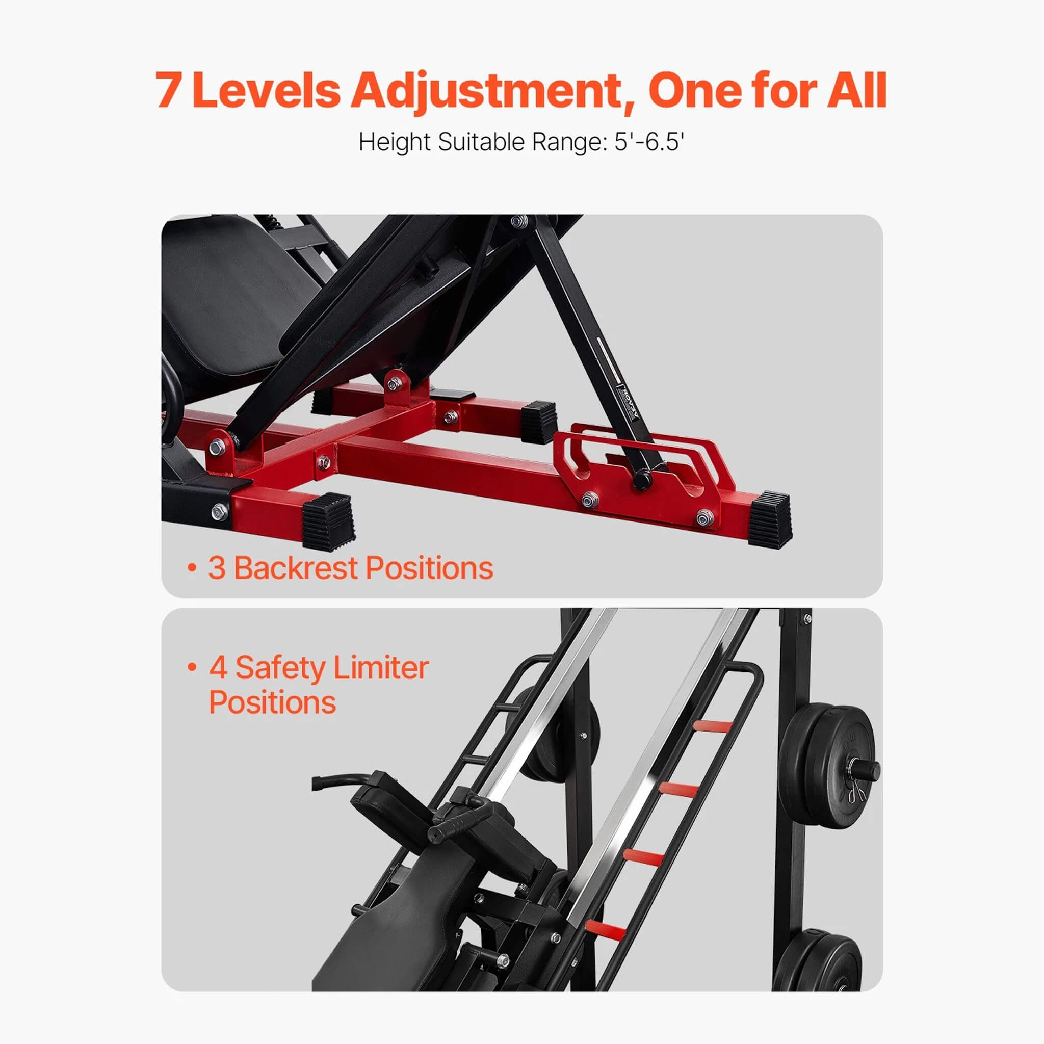 Rovix 2000 lb Adjustable Leg Press & Hack Squat Machine for Home Gym Workouts