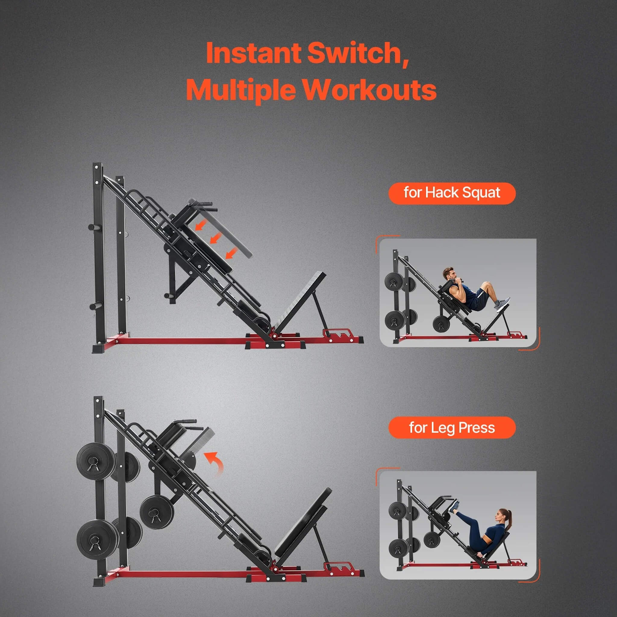 Rovix 2000 lb Adjustable Leg Press & Hack Squat Machine for Home Gym Workouts