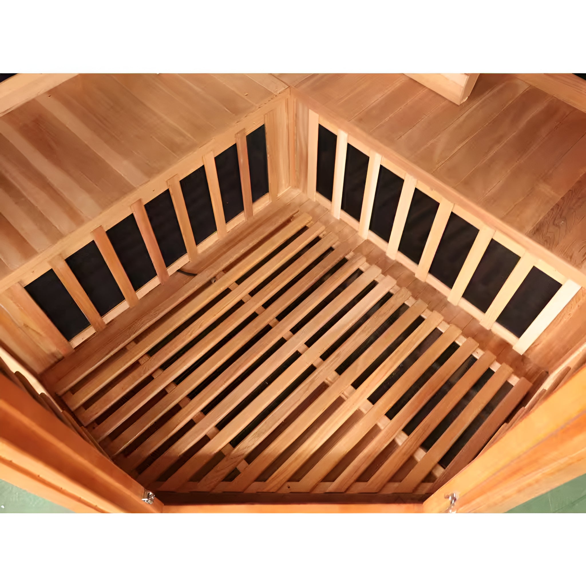 4-Person Corner FAR Infrared Sauna | Canadian Red Cedar | 10 Carbon-Nano Heaters | Chromotherapy