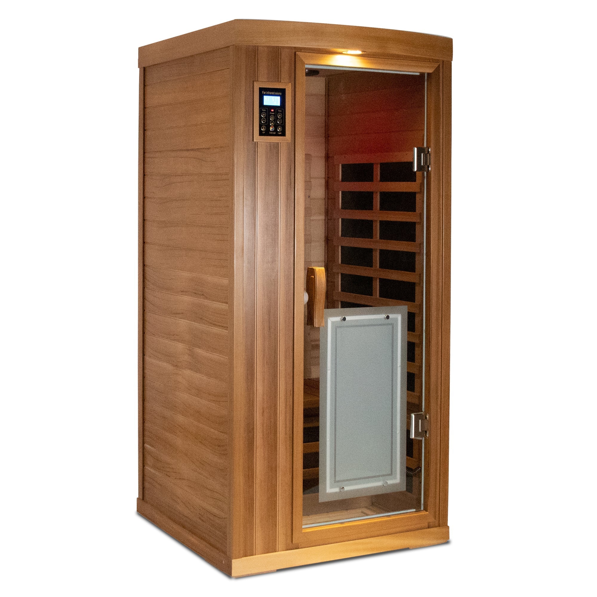 Deluxe 1-Person Low EMF Far Infrared Sauna – Red Cedar with Bluetooth Audio