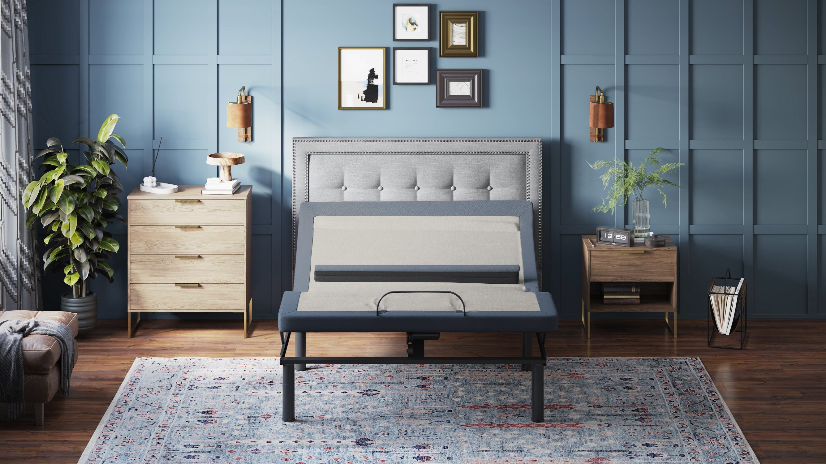 GigaTech BT6500 Twin XL Adjustable Bed Base with Lumbar Support, Massage & USB Charging