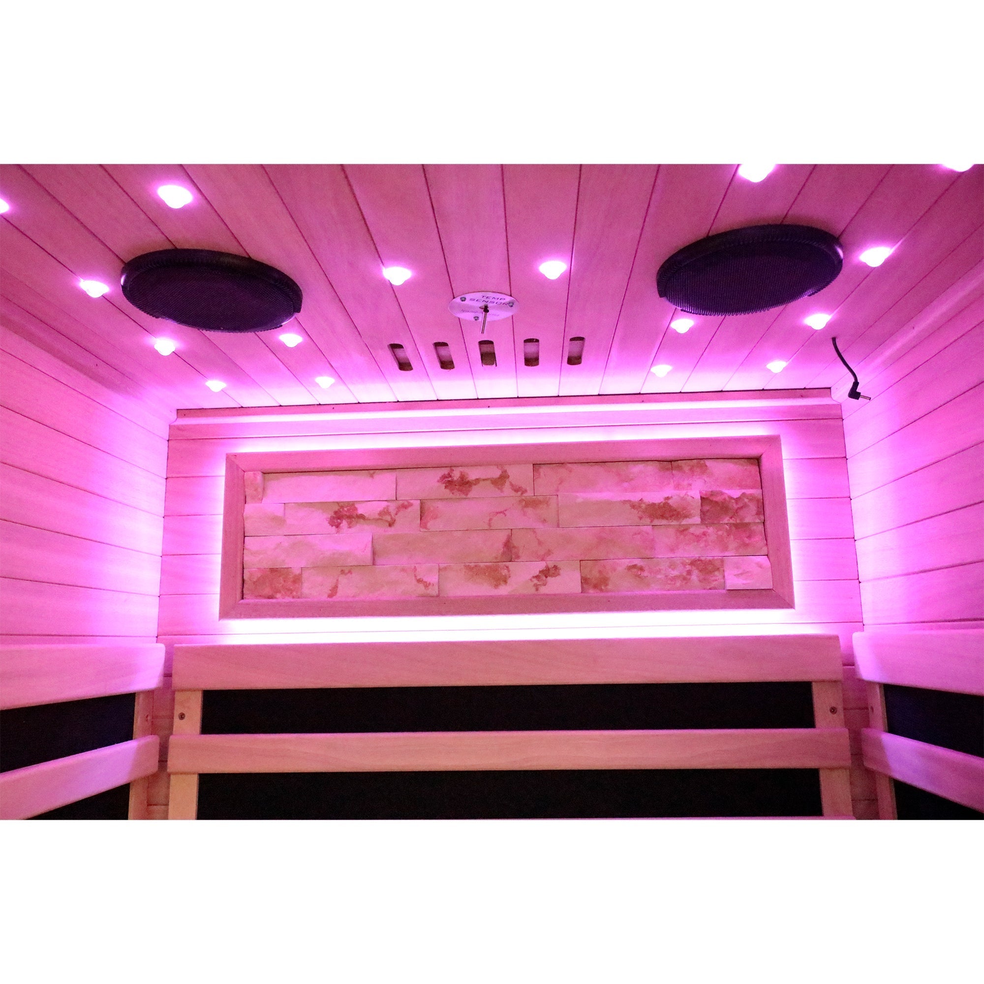 1-Person Far Infrared Sauna – American White Oak Finish with Starry Sky Lighting