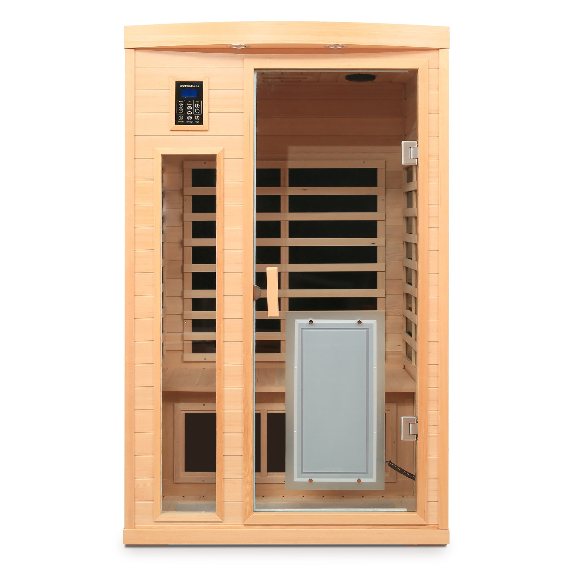 2-Person Low EMF Far Infrared Sauna – Hemlock Wood with Heated Glass Door