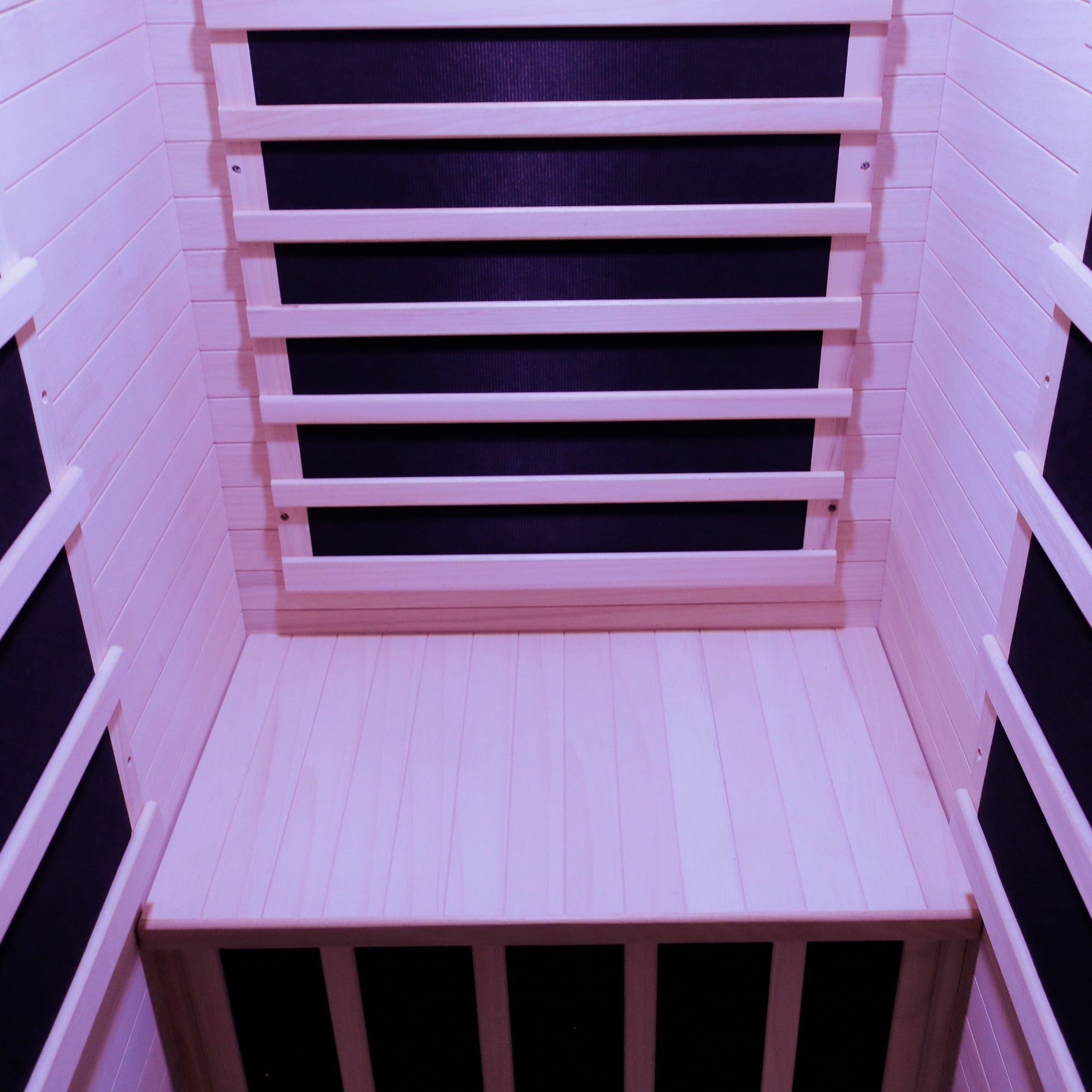 Compact 1-Person Infrared Sauna – Natural Wood with 10-Color Chromotherapy Lighting