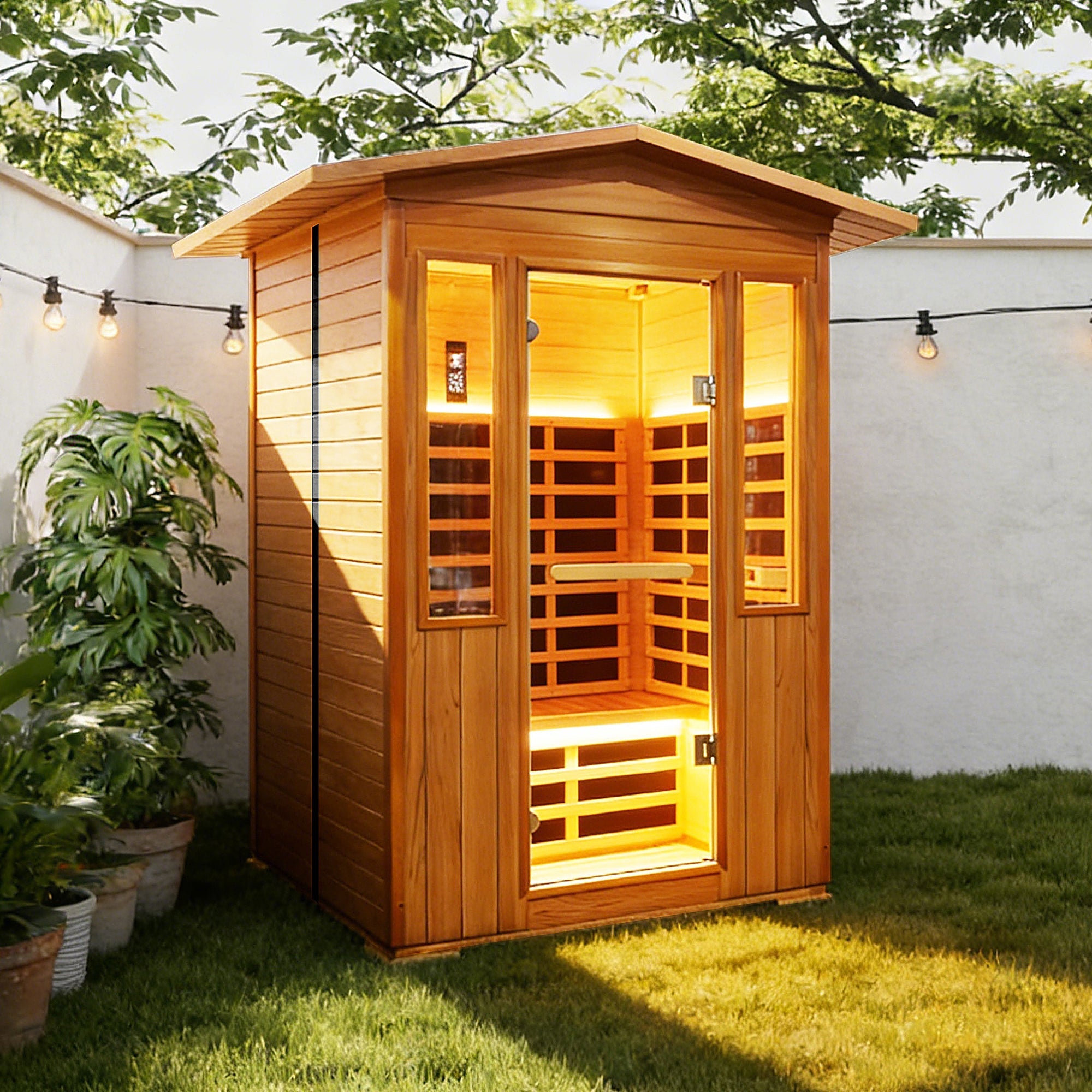 Outdoor 2-Person Far Infrared Sauna – Red Cedar with Bluetooth Audio