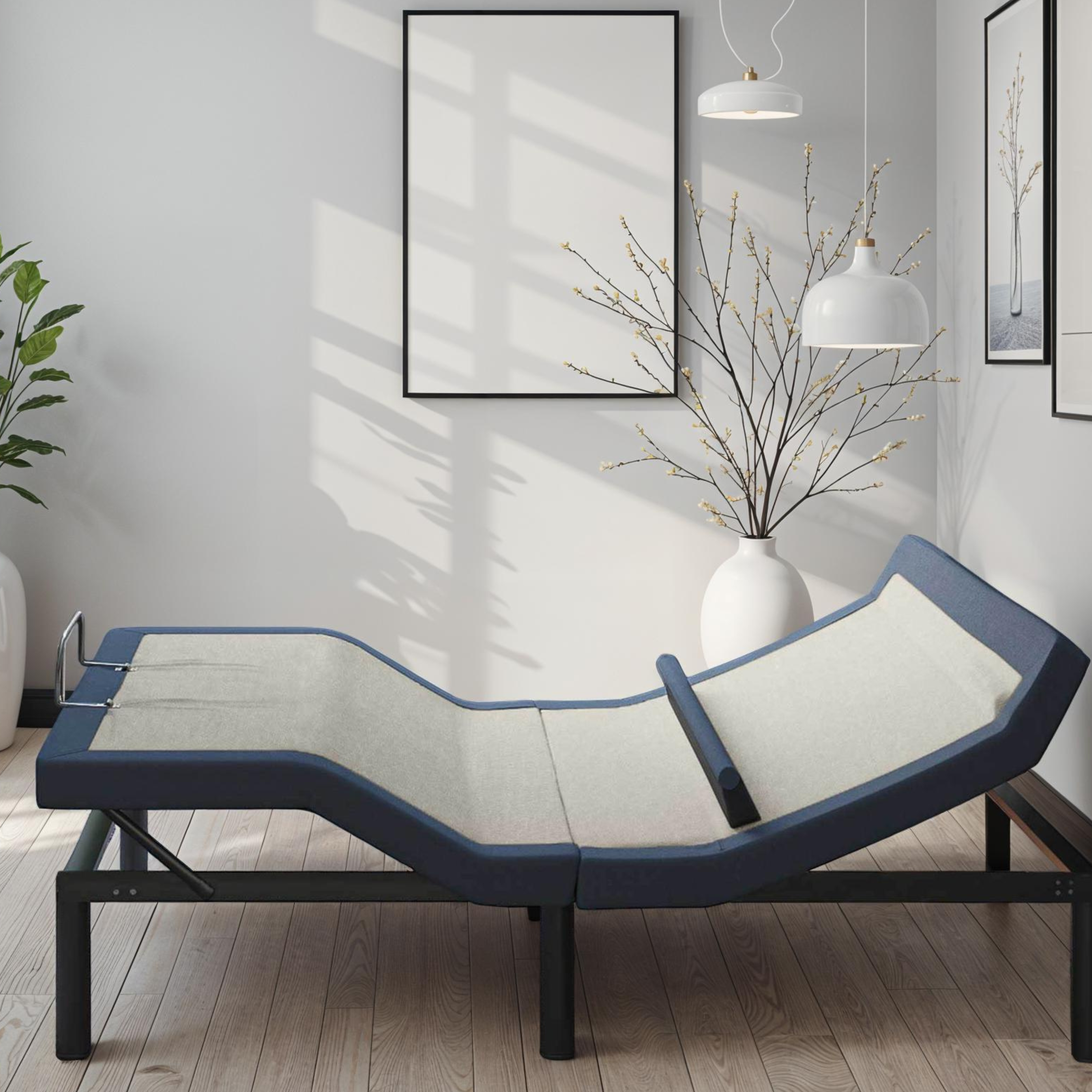 GigaTech Queen Adjustable Bed Base with Lumbar Support, Massage & USB Charging
