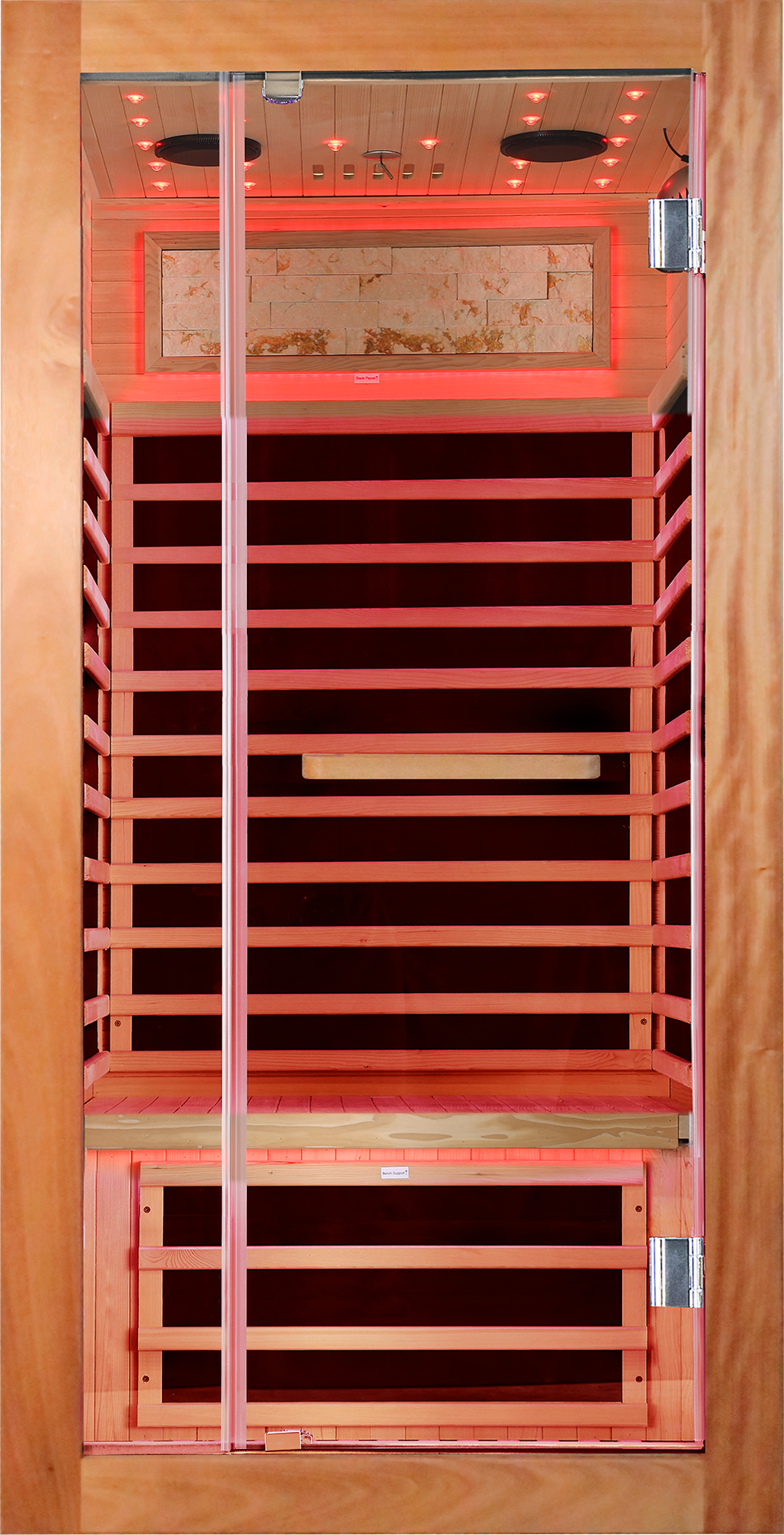 1-Person Far Infrared Sauna – American White Oak Finish with Starry Sky Lighting