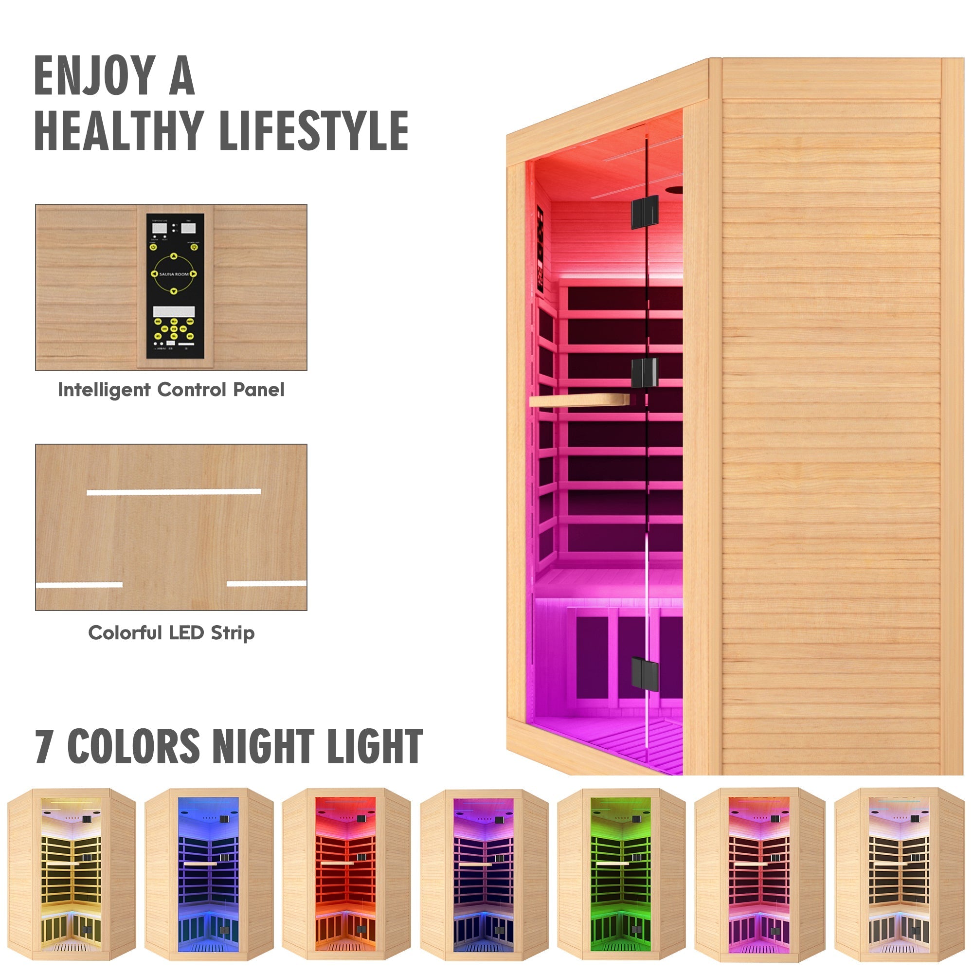 2-Person Corner Infrared Sauna – Canadian Hemlock with Bluetooth Speakers