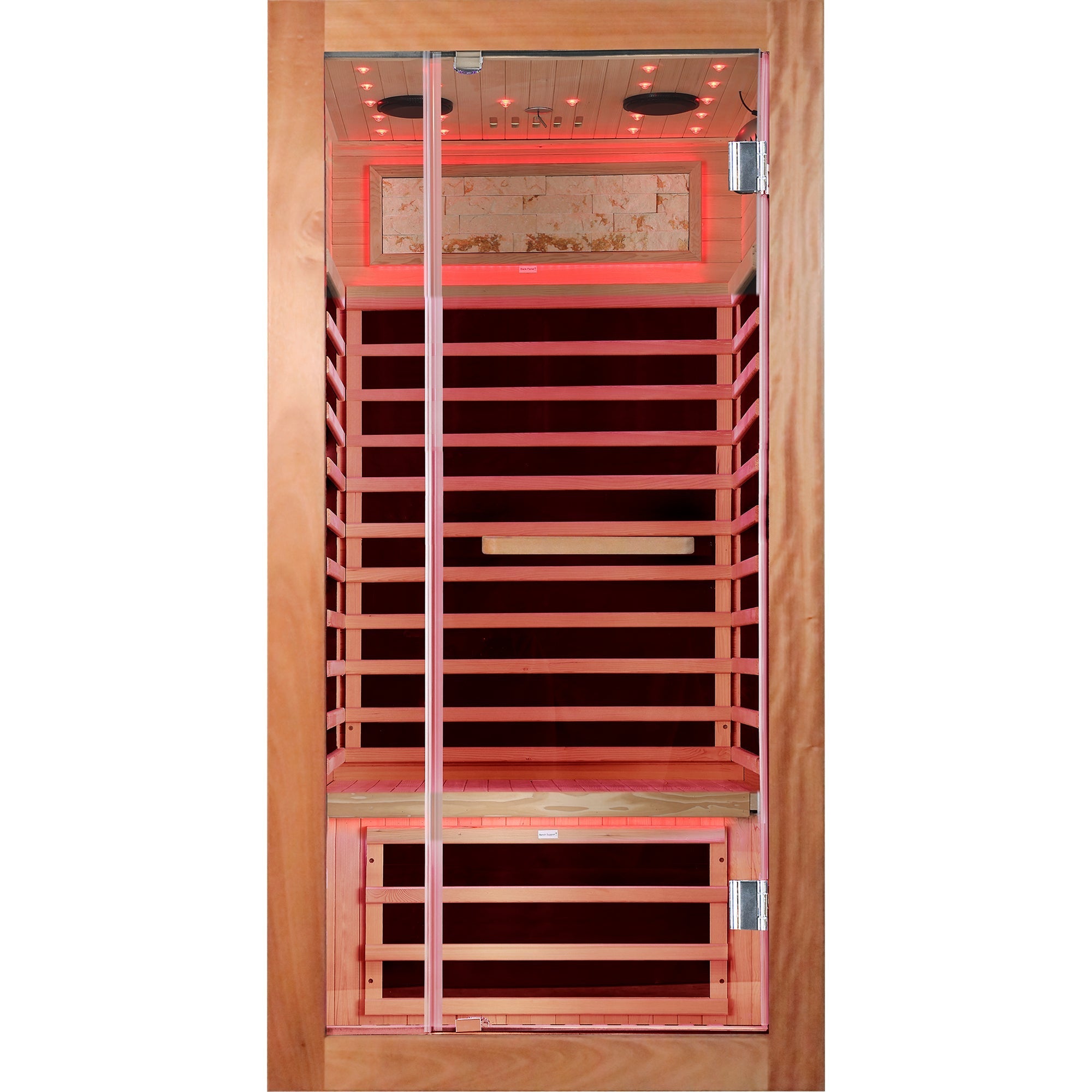 1-Person Far Infrared Sauna – American White Oak Finish with Starry Sky Lighting