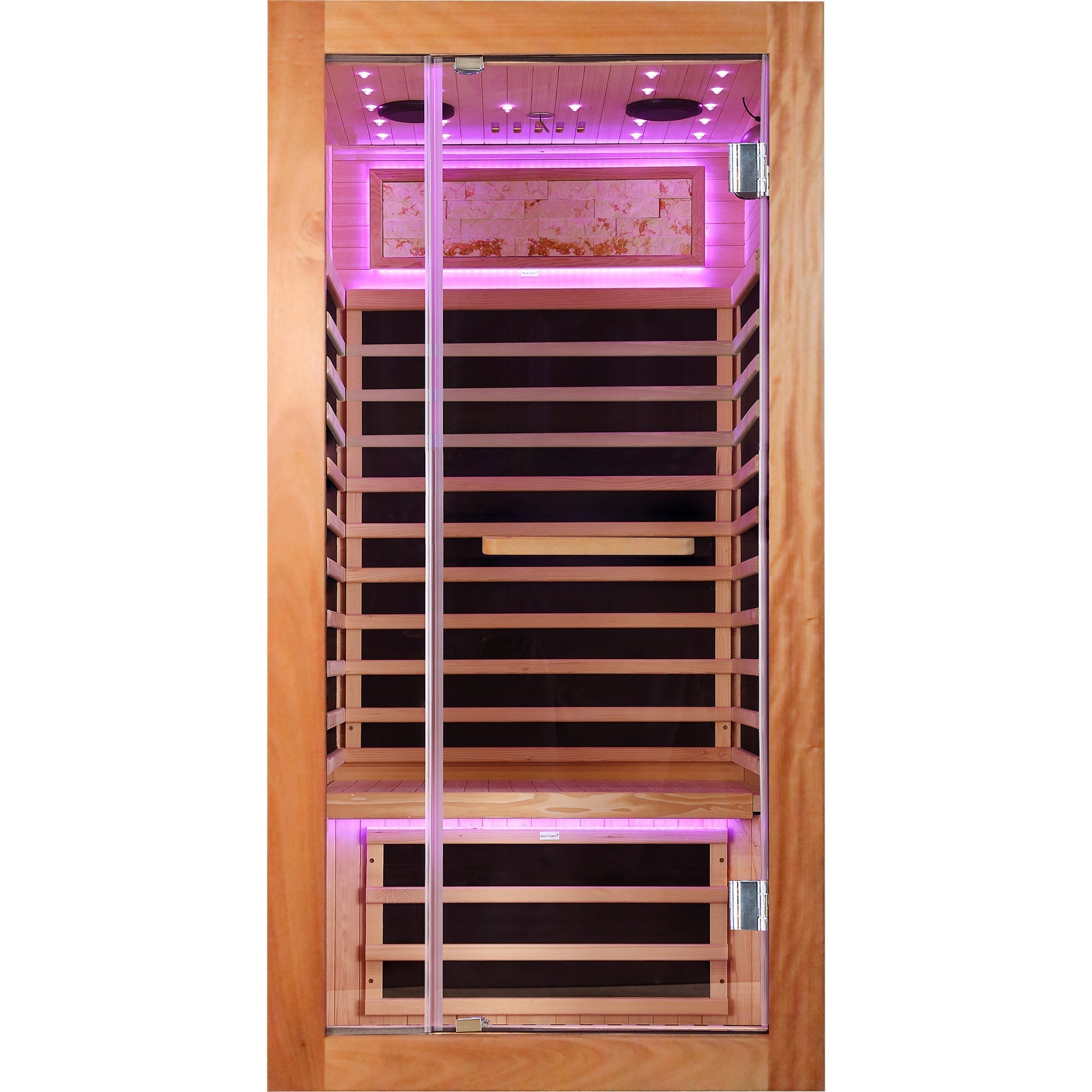 1-Person Far Infrared Sauna – American White Oak Finish with Starry Sky Lighting