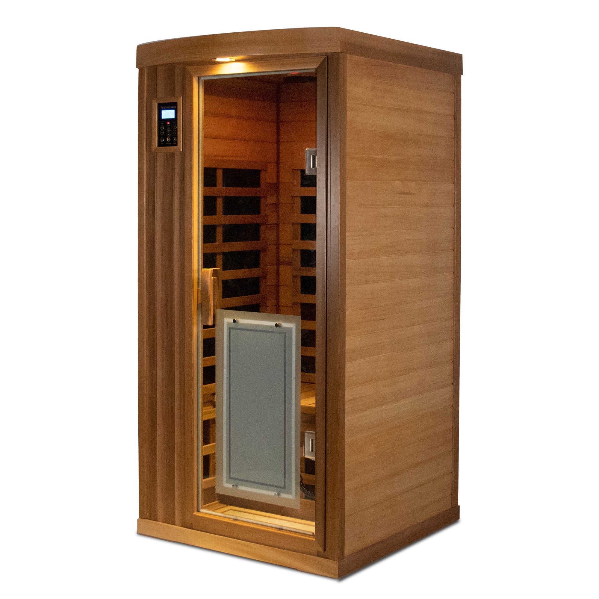 Deluxe 1-Person Low EMF Far Infrared Sauna – Red Cedar with Bluetooth Audio