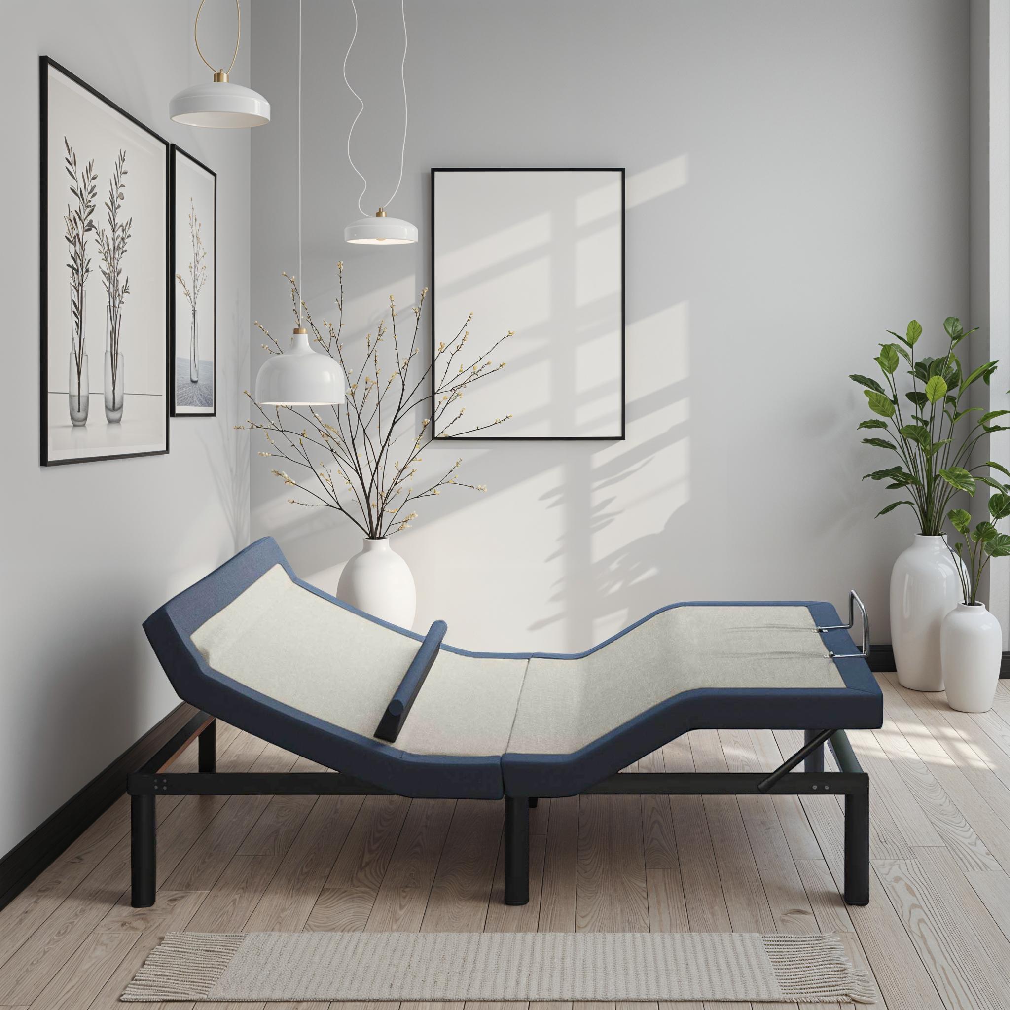 GigaTech Queen Adjustable Bed Base with Lumbar Support, Massage & USB Charging
