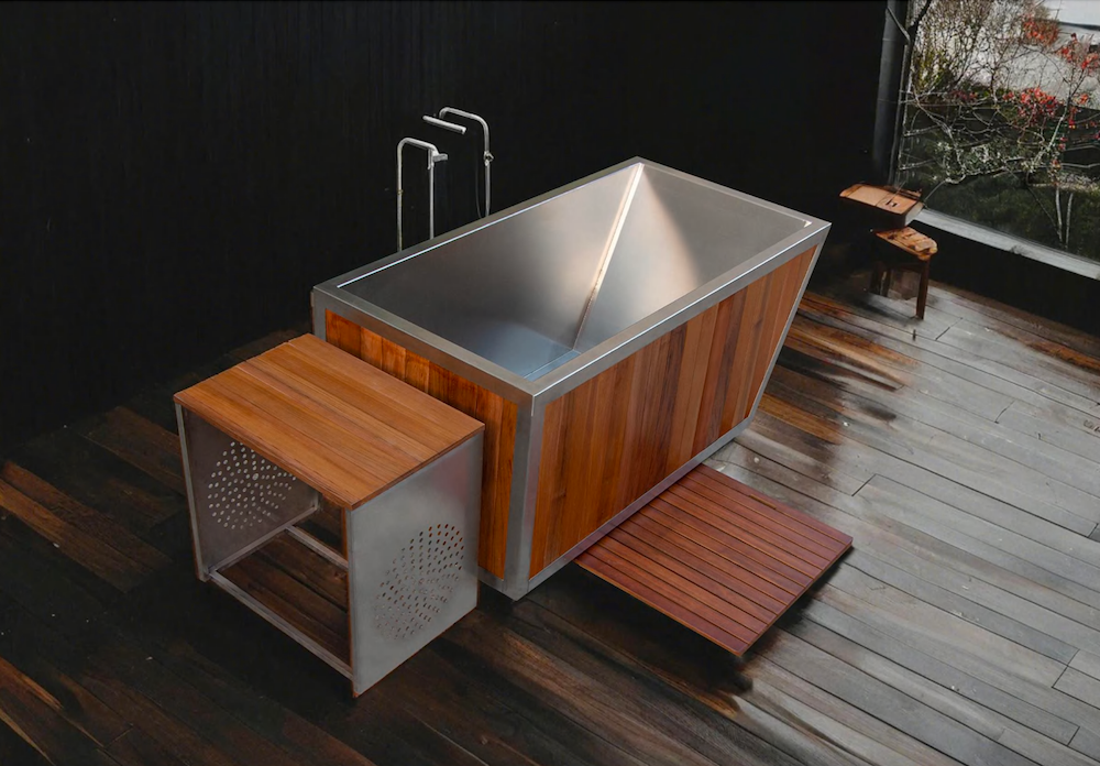 Red Cedar Steel Ice Bath Tub with Stainless Steel Interior & Chiller Box