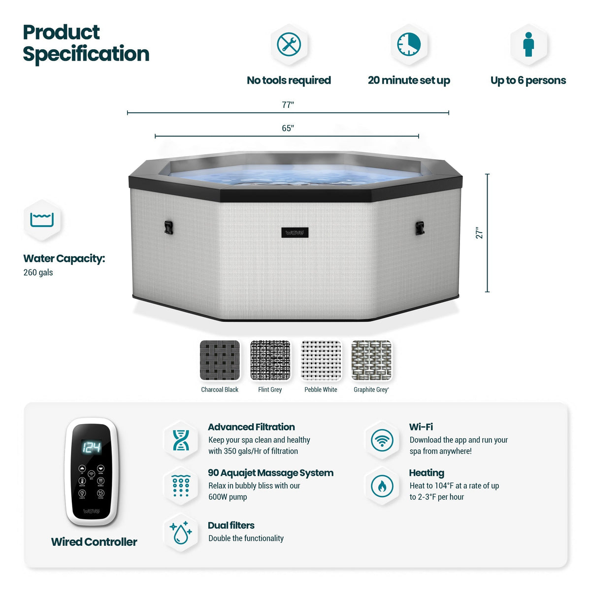 Wave Como Eco Foam 6-Person Hot Tub