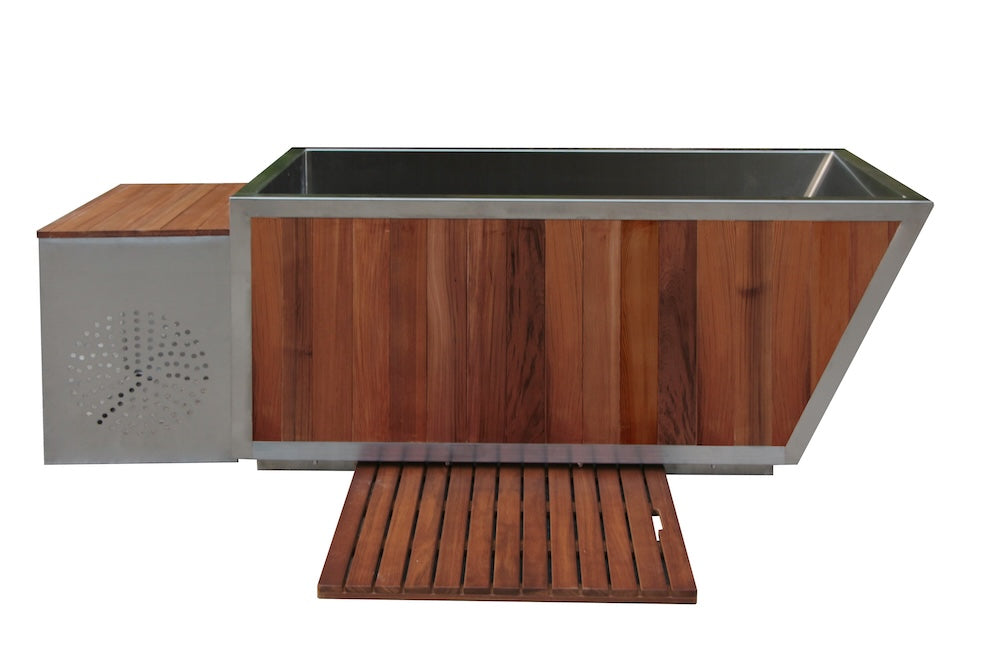 Red Cedar Steel Ice Bath Tub with Stainless Steel Interior & Chiller Box