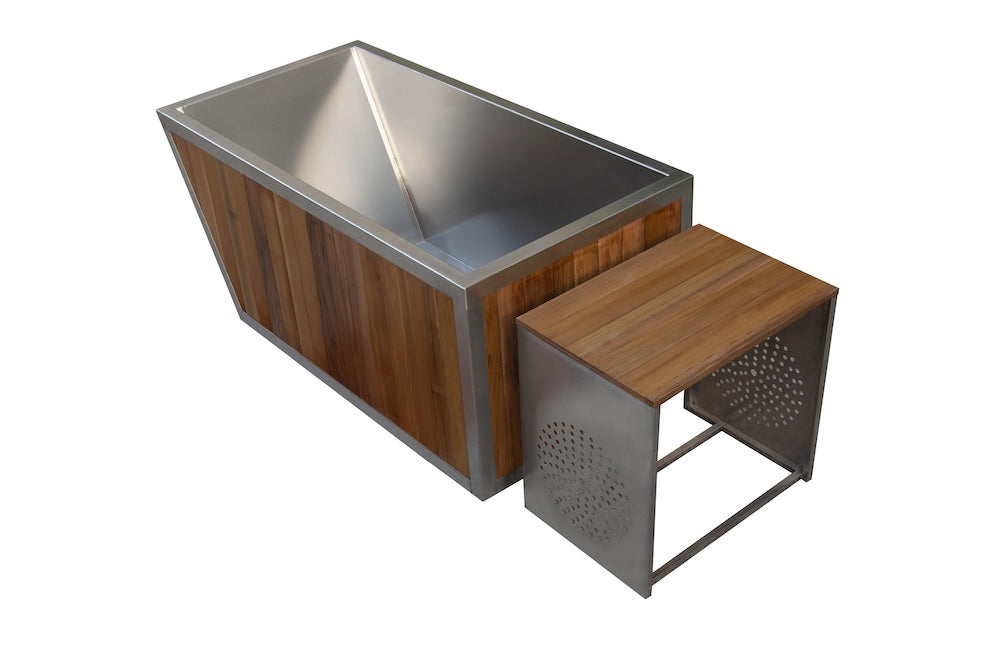 Red Cedar Steel Ice Bath Tub with Stainless Steel Interior & Chiller Box