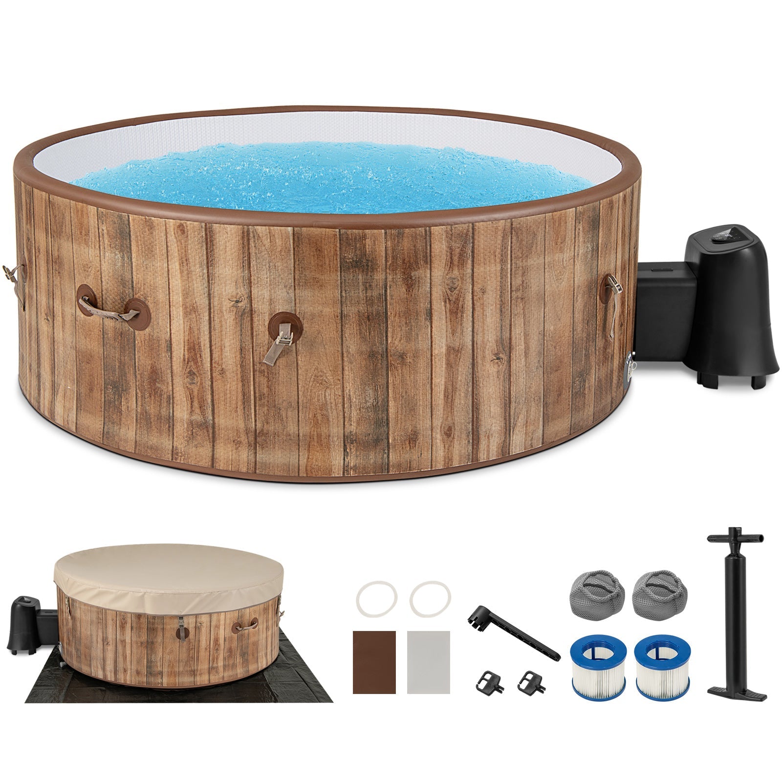 72-Inch Inflatable Hot Tub Spa with 120 Air Jets & Electric Heater Pump (4–6 Person)