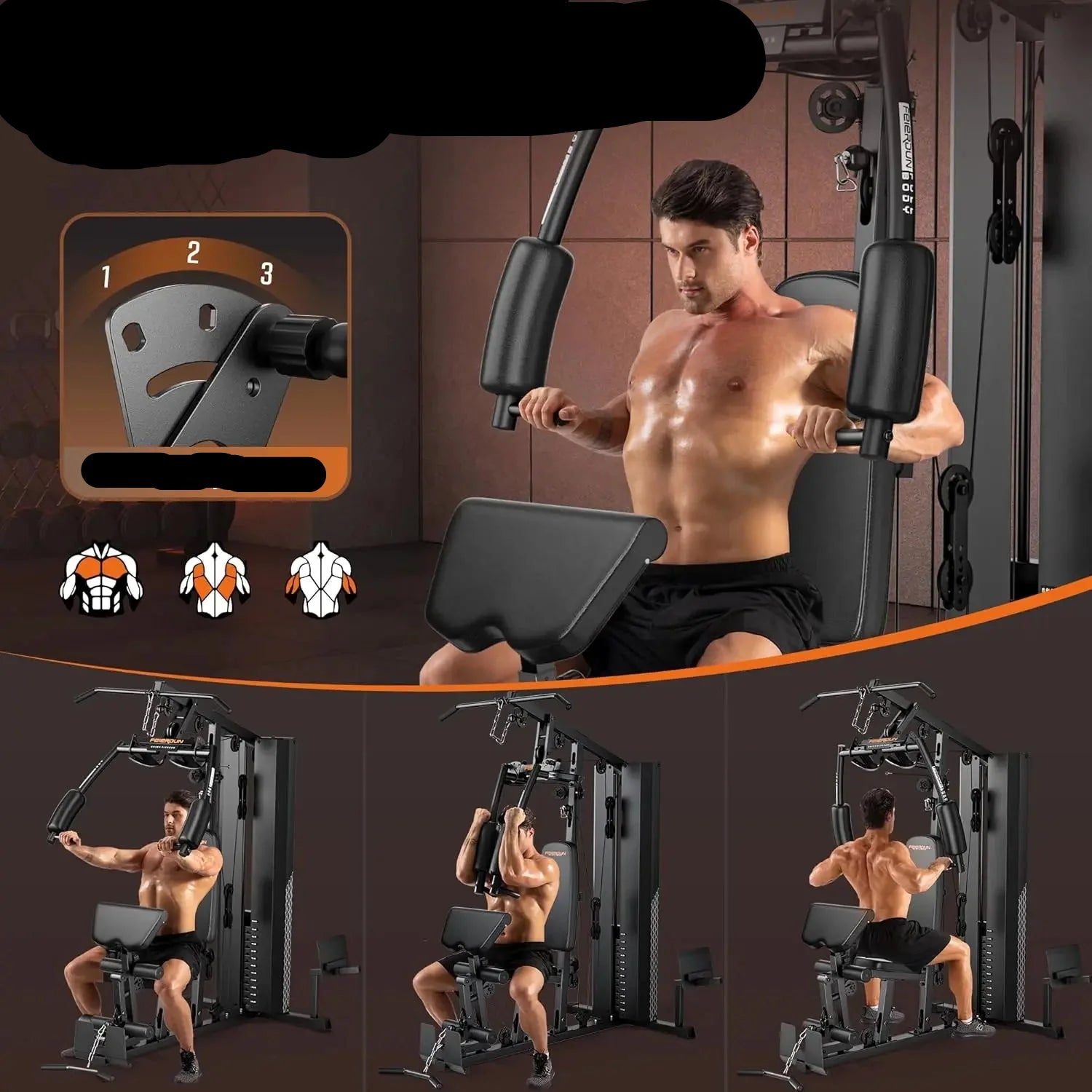 Multi-Function Home Gym with 154 lb Weight Stack, Leg Press & Cable System