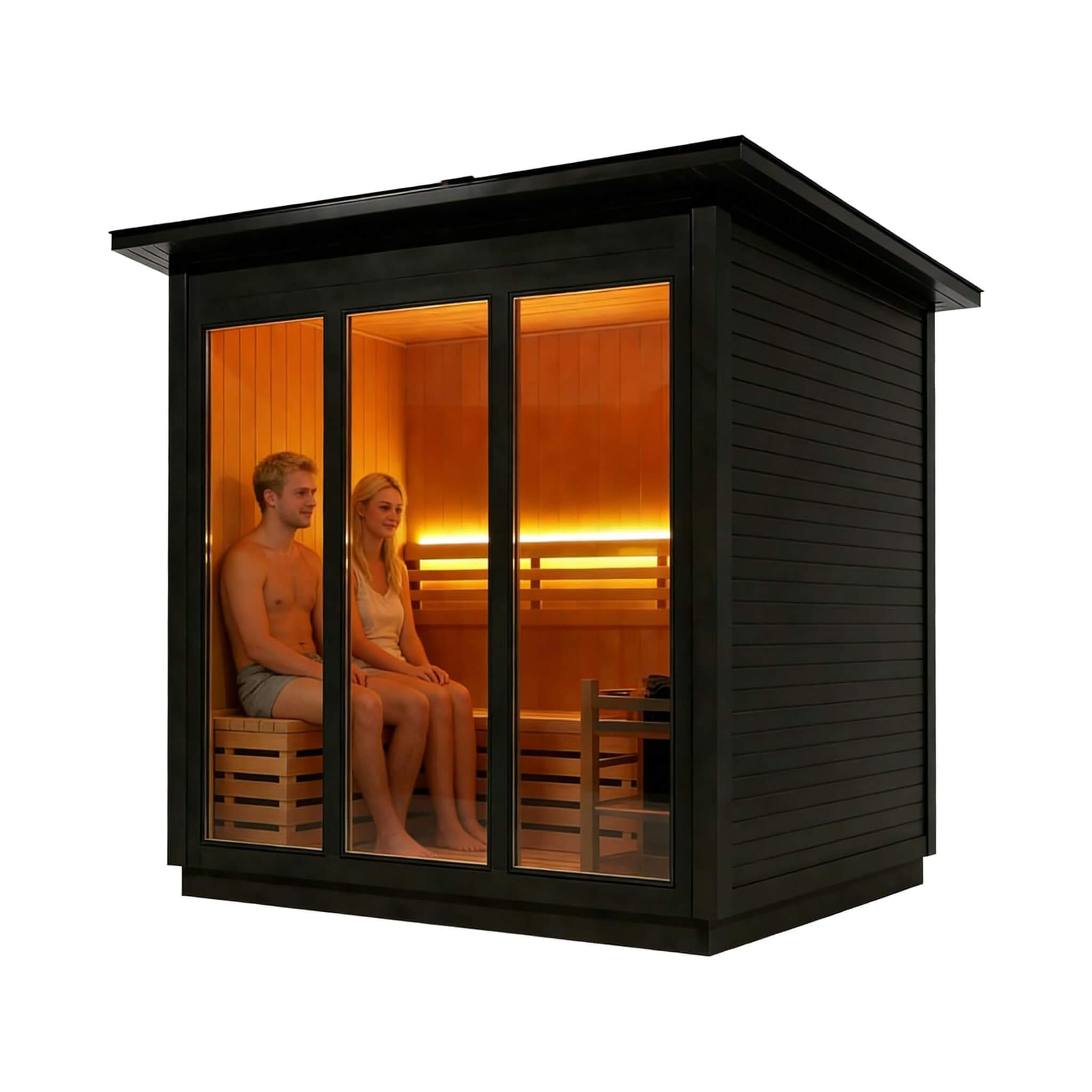 Custom 8-Person Outdoor Steam Sauna with Heater & Stones – Canadian Hemlock