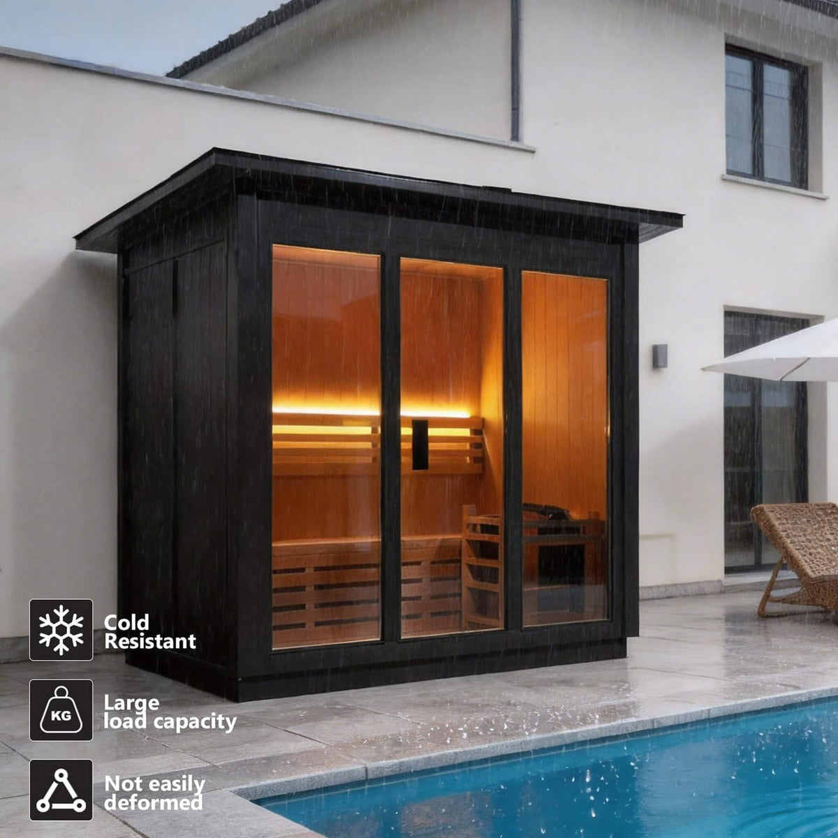 Custom 6-Person Outdoor Steam Sauna with Heater & Stones – Premium Spruce Wood