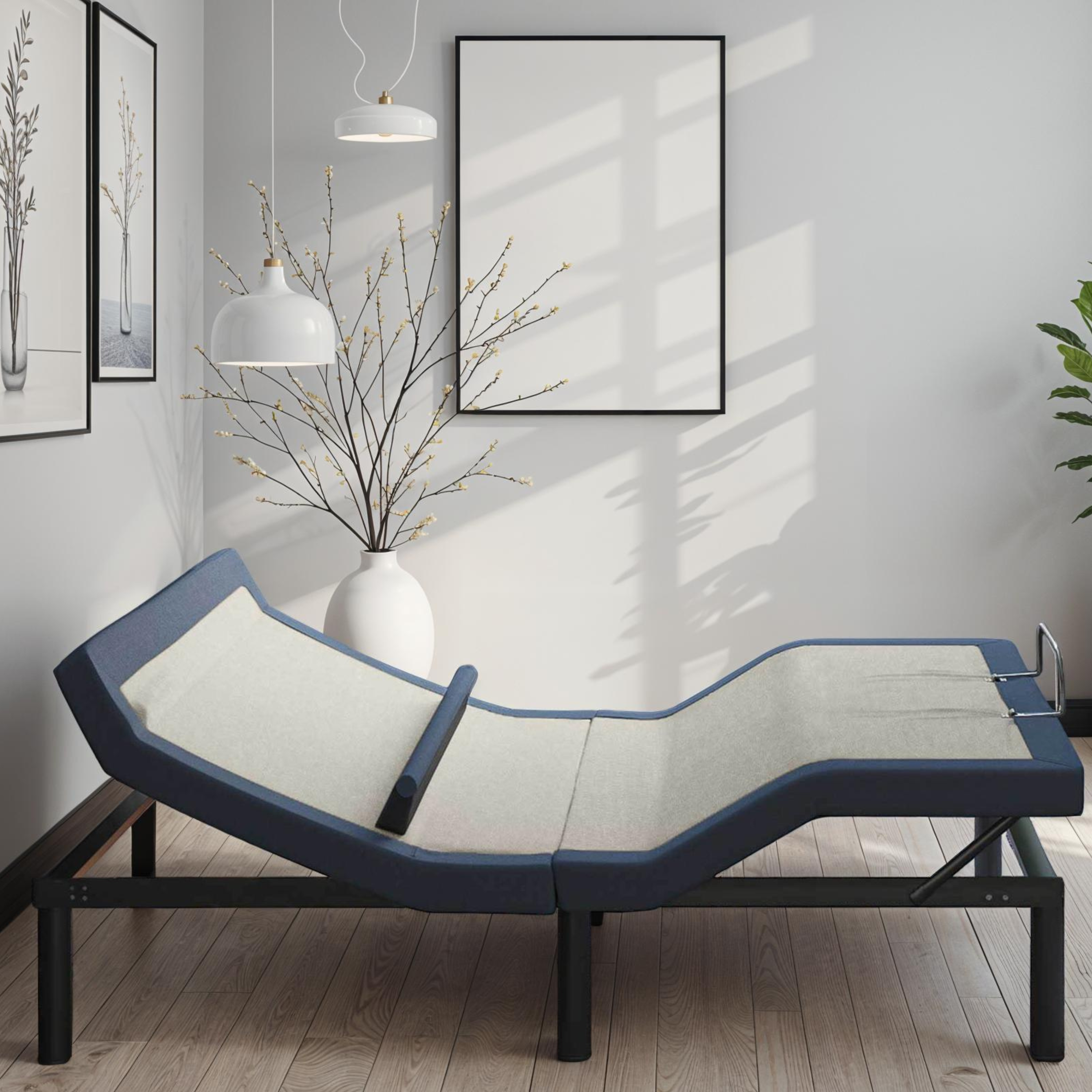 Twin XL Adjustable Bed Base with Lumbar Support, Massage & USB Charging