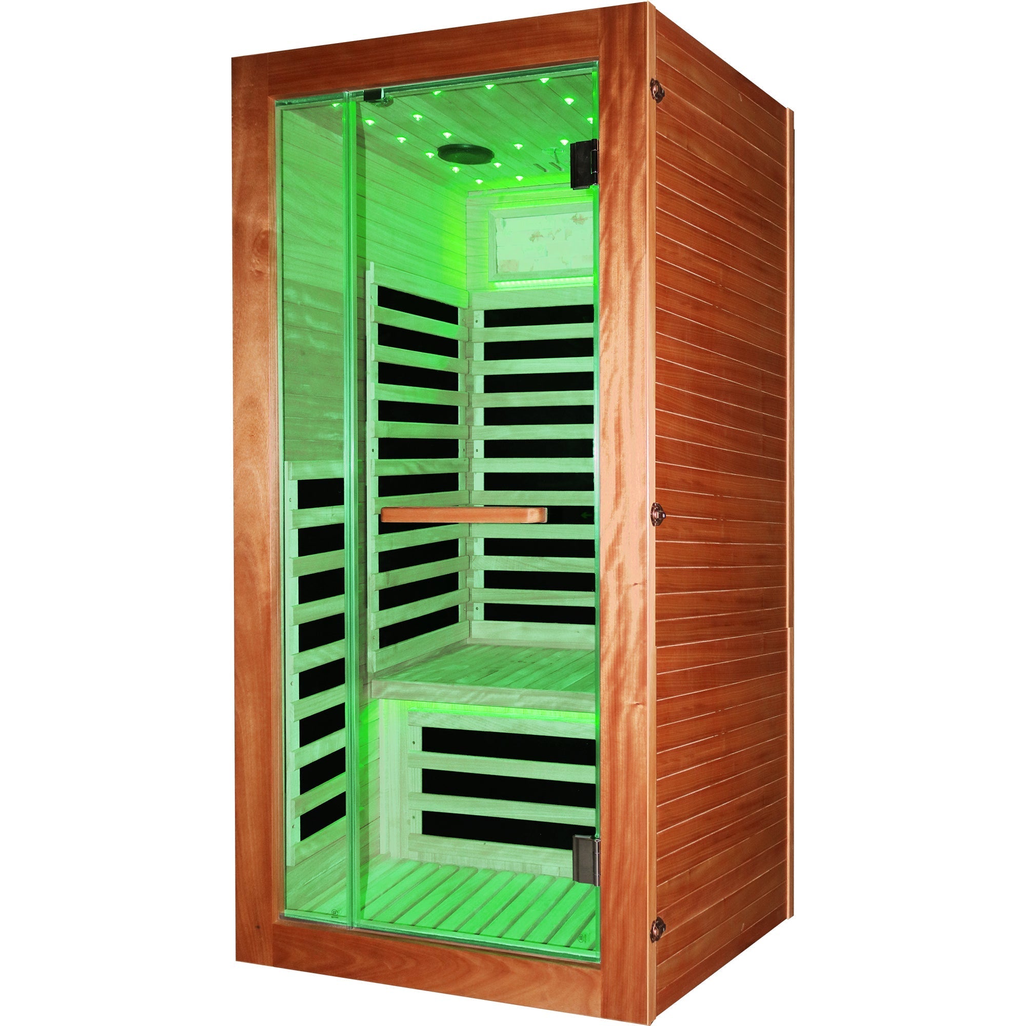 1-Person Far Infrared Sauna – American White Oak Finish with Starry Sky Lighting