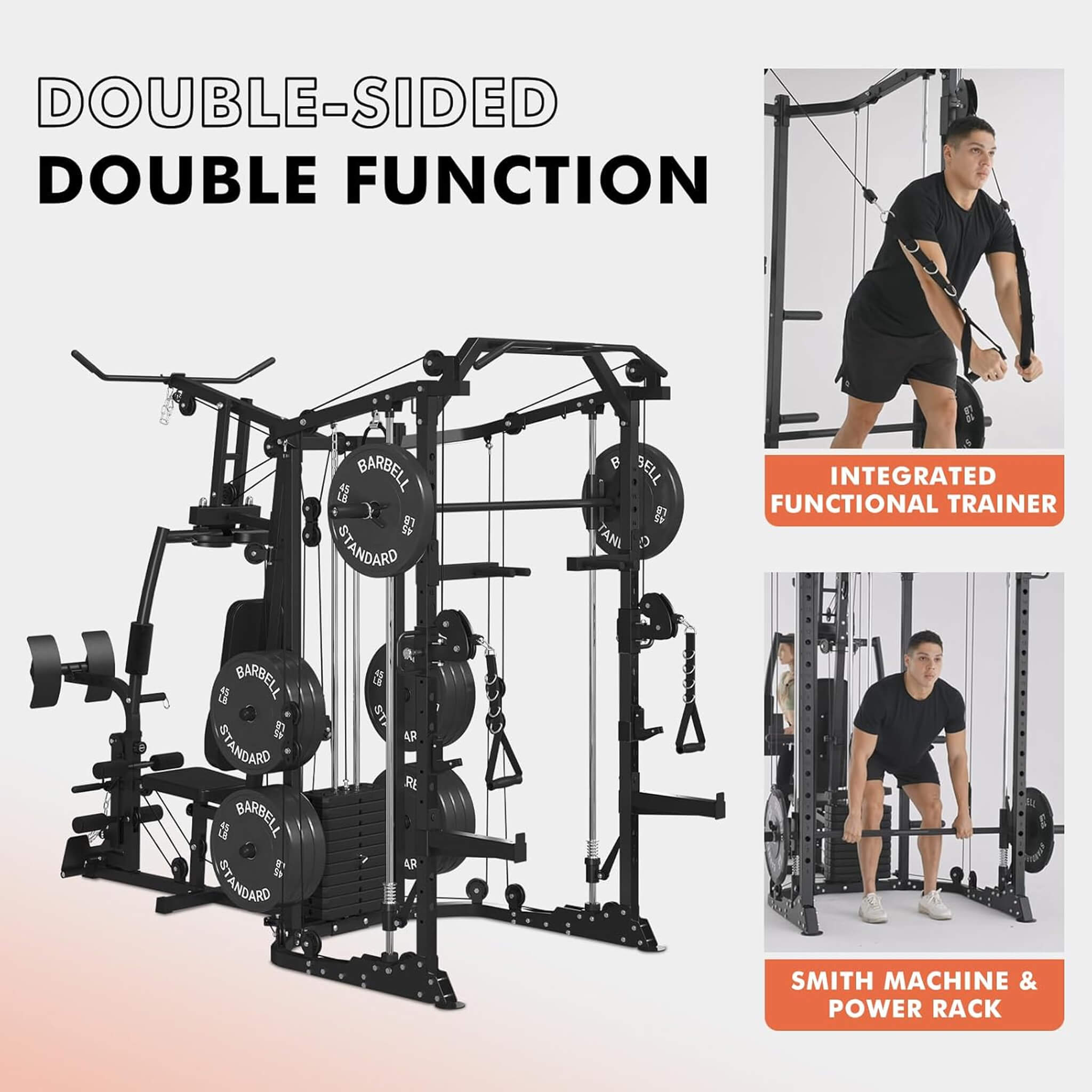 Rovix Dual Station Smith Machine with Cable Crossover Home Gym