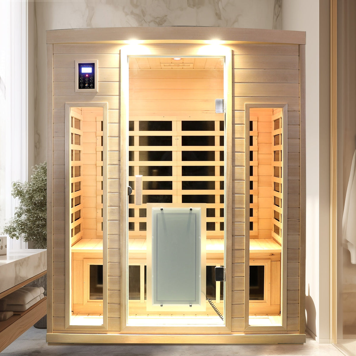 3-Person Low EMF Far Infrared Sauna – Hemlock Wood with Bluetooth Speakers