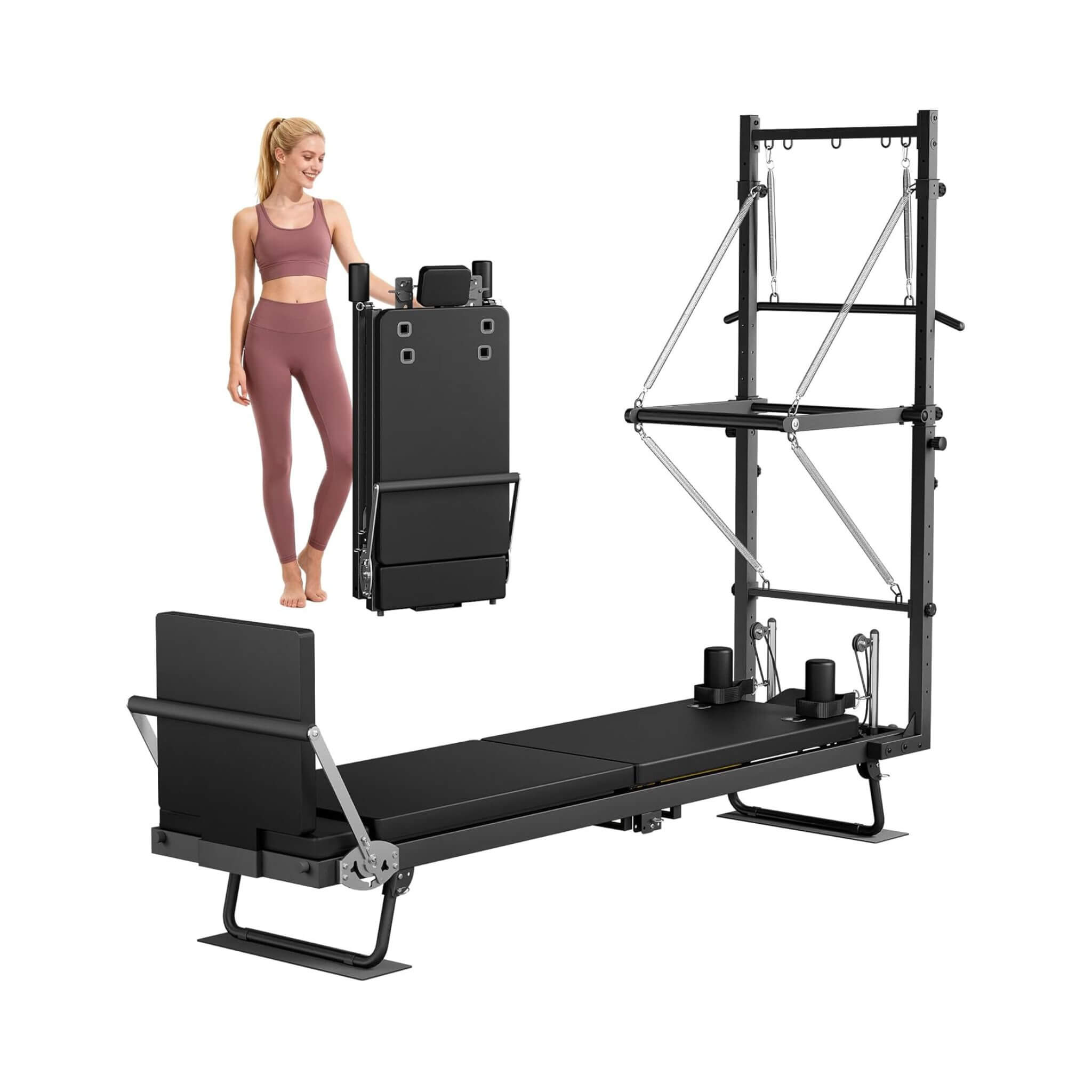 Core Pilates Foldable Dual Resistance Pilates Reformer Machine with Tower