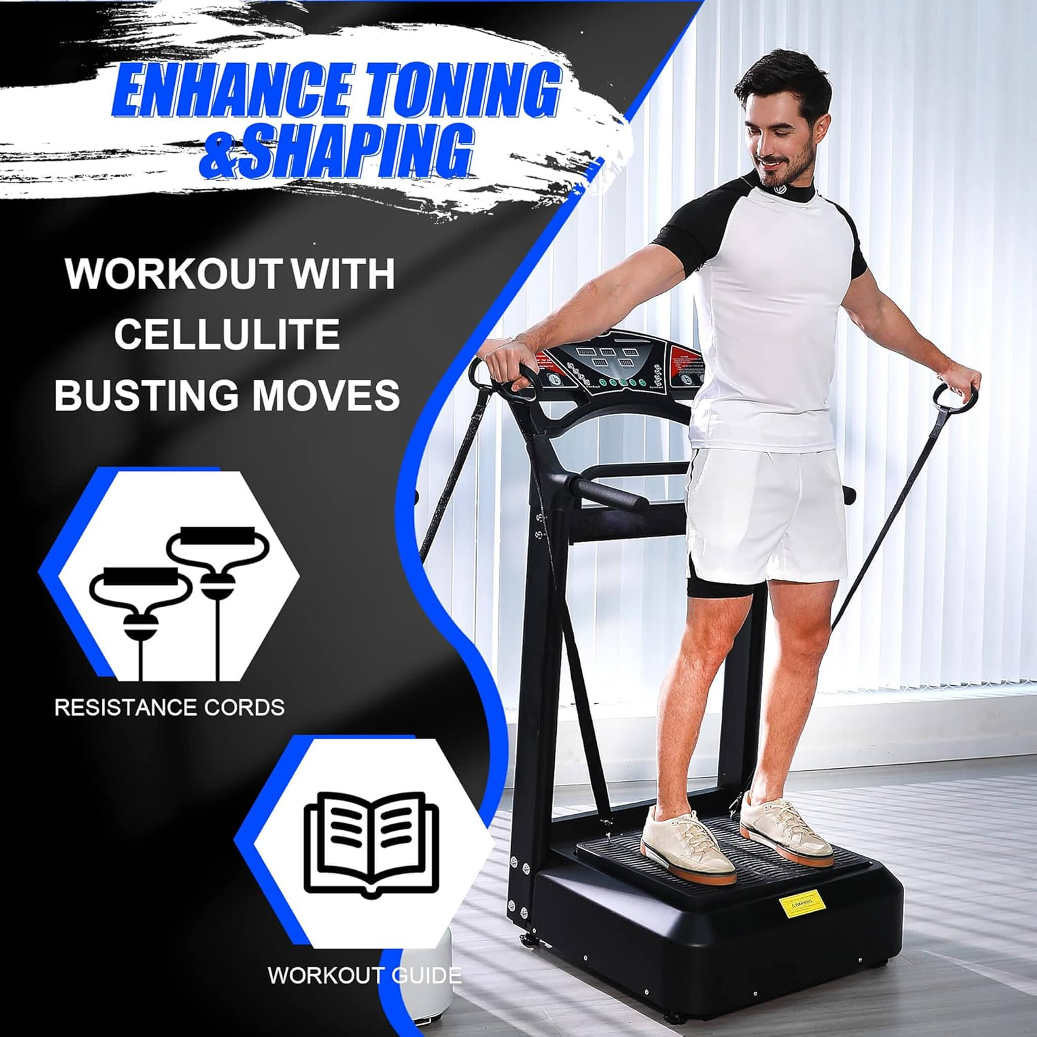 Rovix Whole Body Vibration Plate – 400 lb Capacity with Resistance Bands