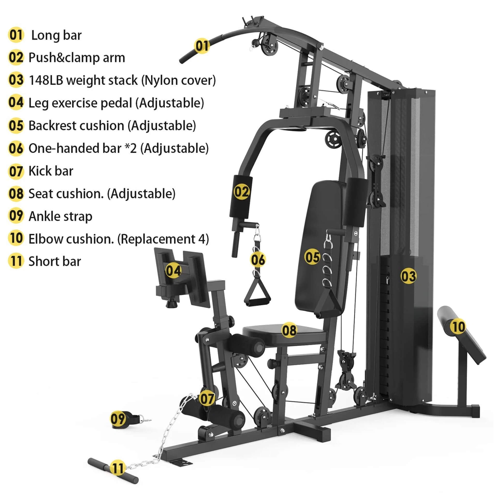 Rovix Heavy-Duty All-in-One Home Gym Workout Station – 150 lb Weight Stack