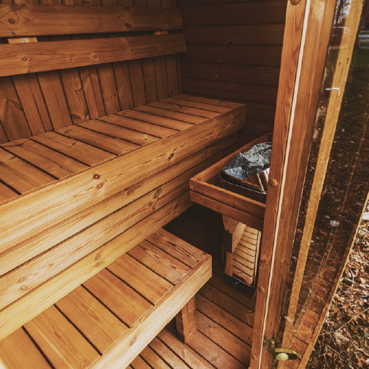 Mande MW16 ThermoWood Outdoor Sauna | Harvia KIP Heater Options | Lava Rocks Included | 376 lbs