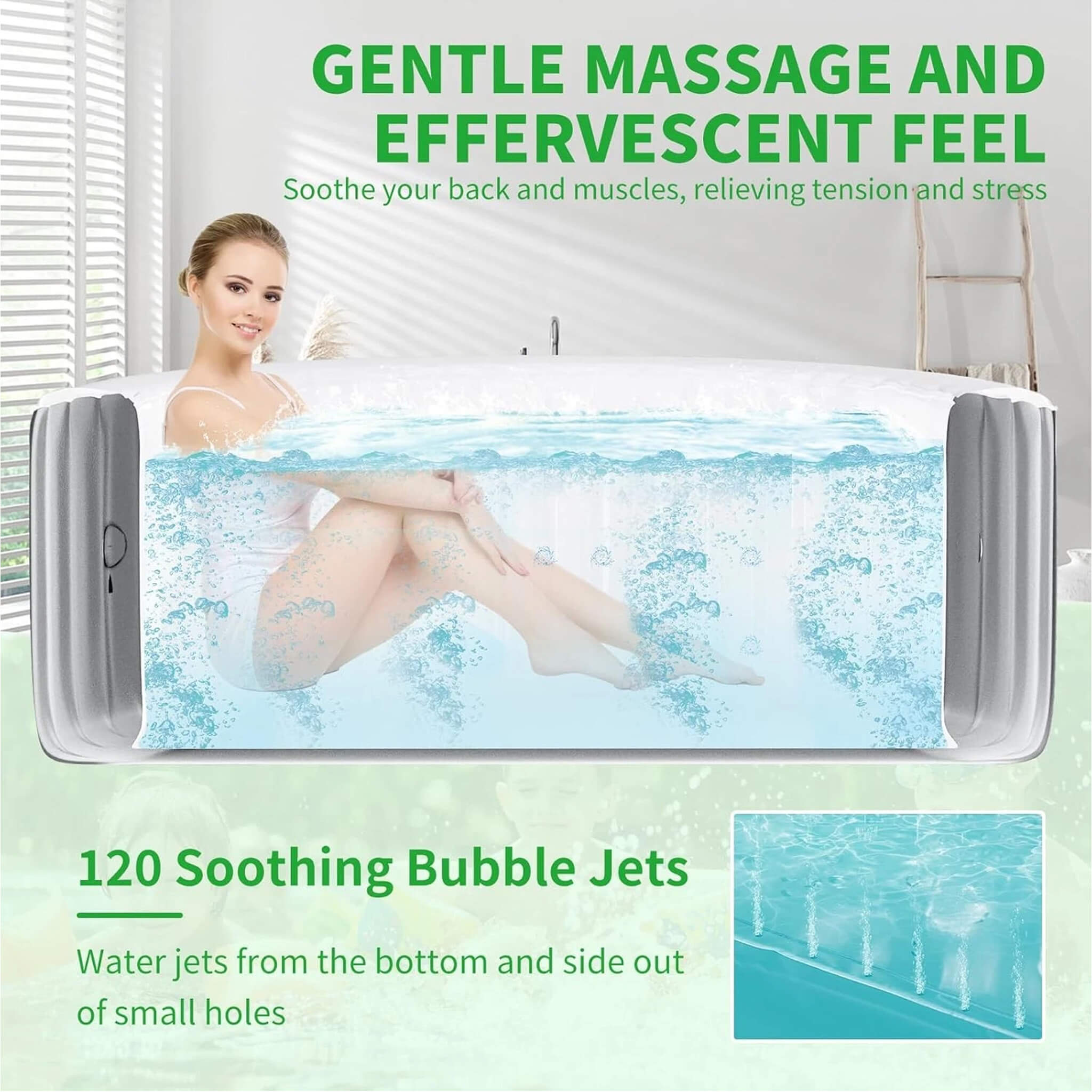 Premium Large 4-Person Inflatable Hot Tub Kit with 8-Color LED Lights (SAK20759)