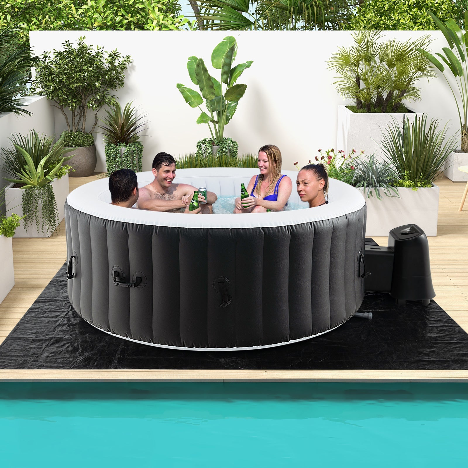Round Inflatable Spa Pool | 70" or 80" | 110-130 Air Jets | Electric Heater | PTC Heating | Child Lock | Portable