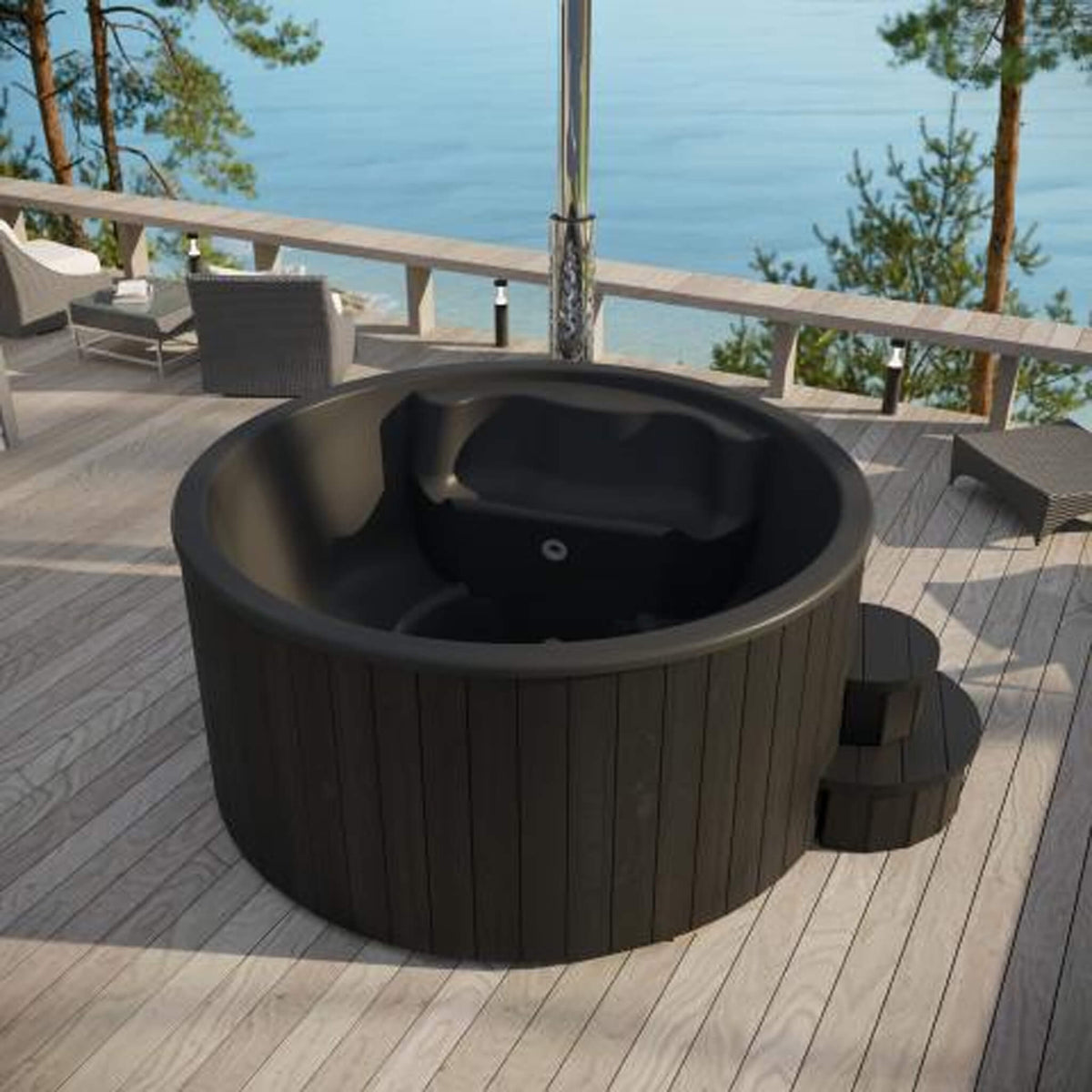 SaunaLife Model S4B Premium 6-Person Wood-Burning Hot Tub