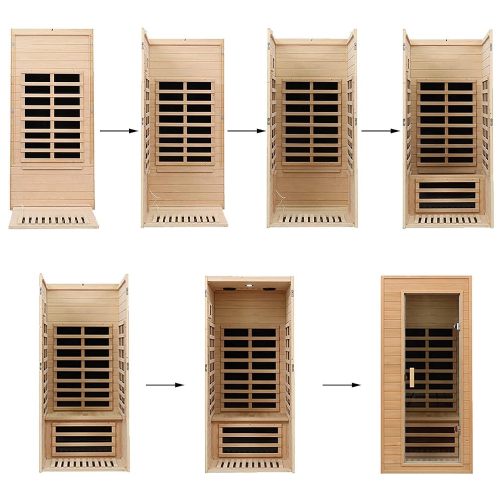 Thermora Elara 1-Person FAR Infrared Sauna | Hemlock Wood | Low EMF | 1200W | Bluetooth | LED | ETL Certified
