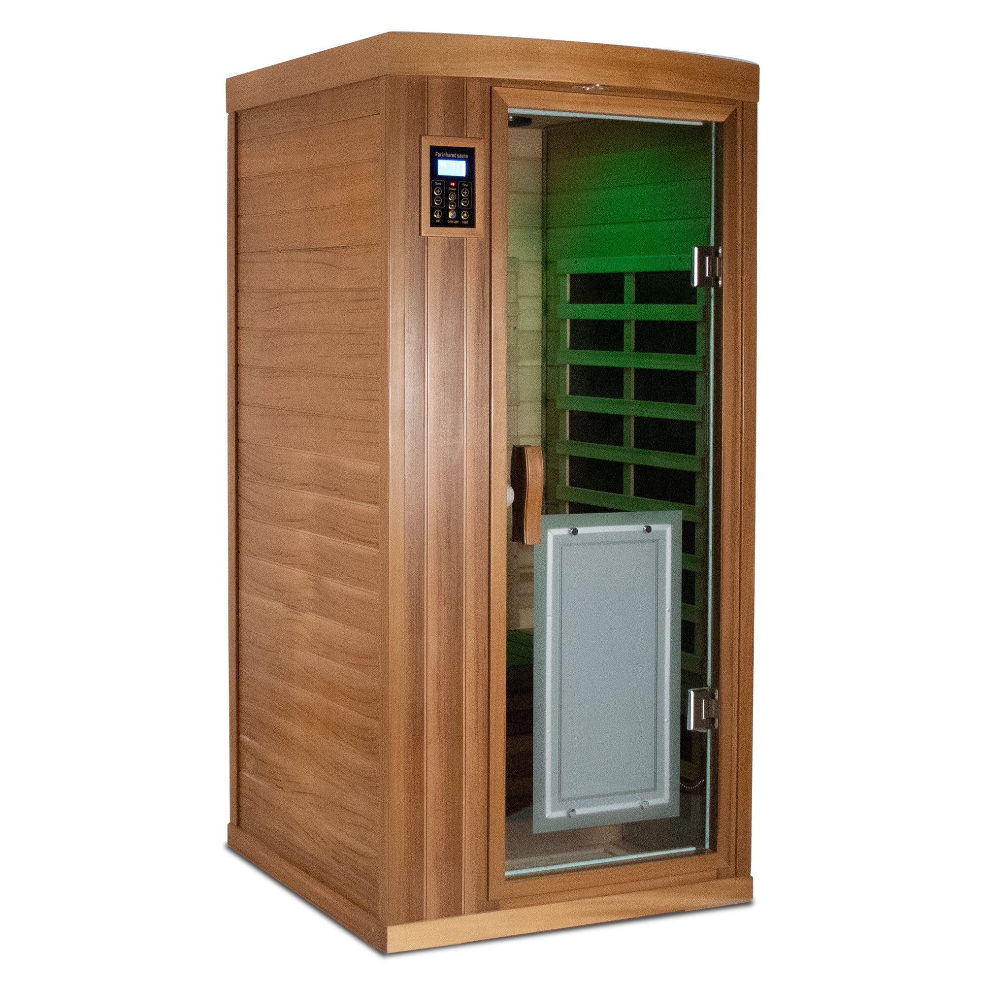 Deluxe 1-Person Low EMF Far Infrared Sauna – Red Cedar with Bluetooth Audio