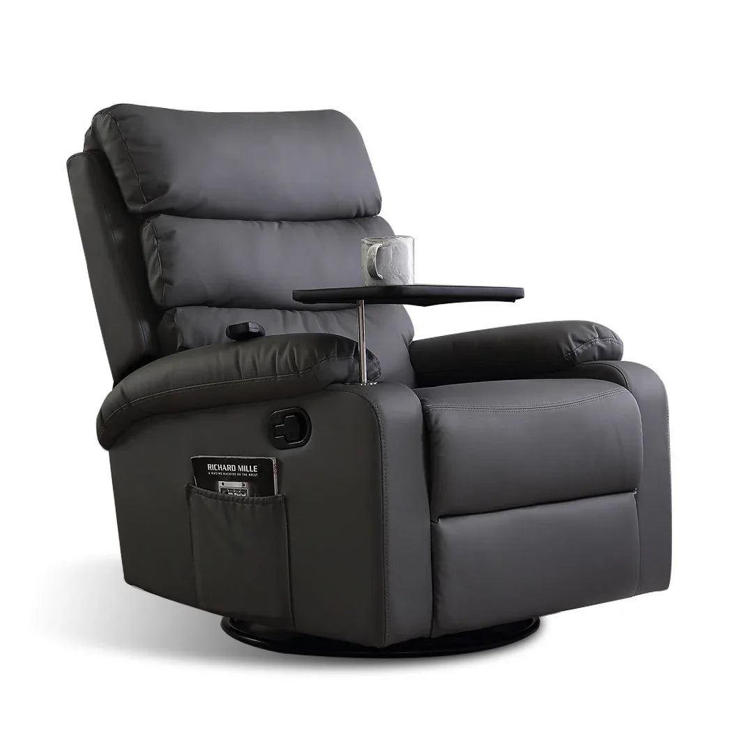 Levede Heated Massage Recliner Chair – 360° Swivel Lounge Chair with Remote & Side Tray