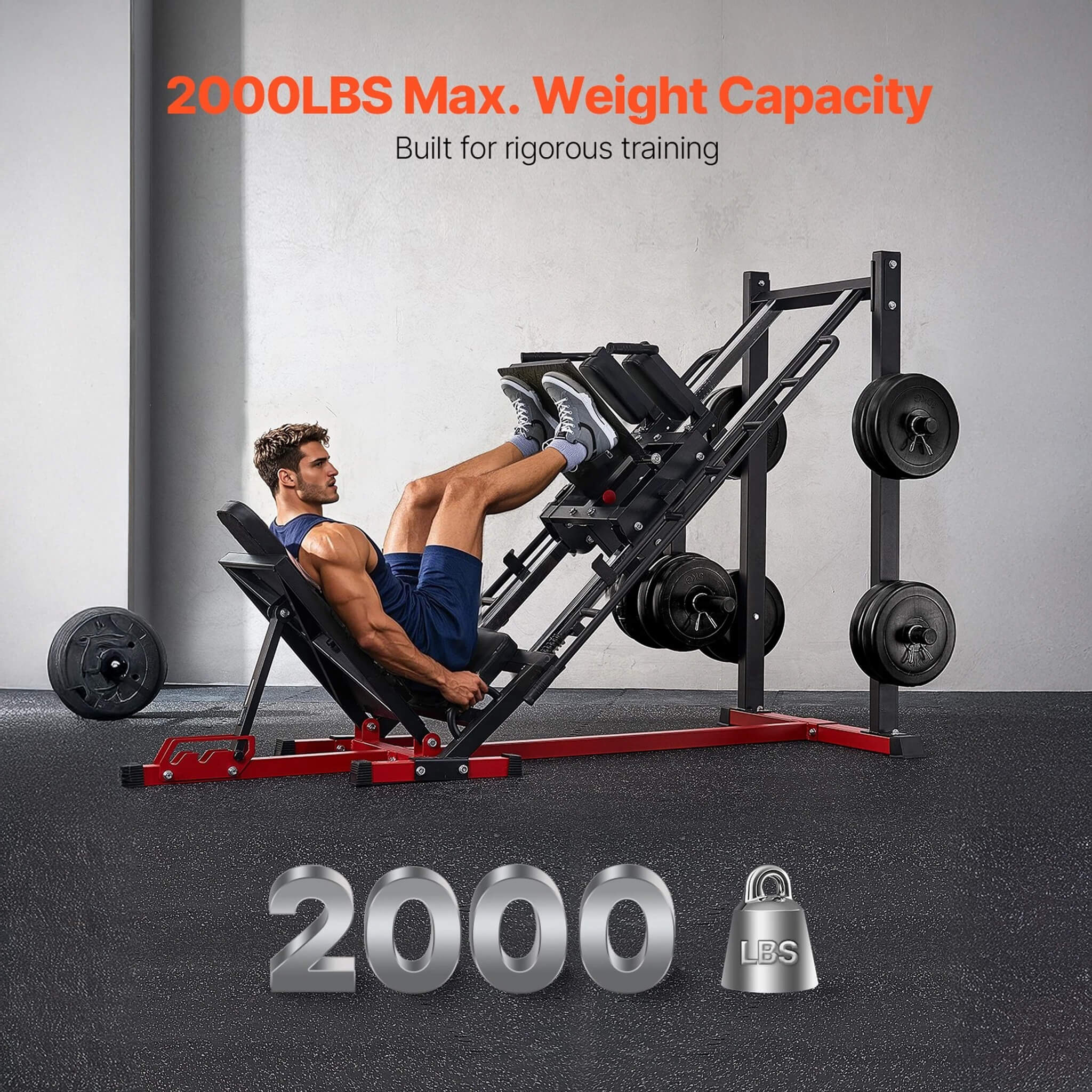 Rovix 2000 lb Adjustable Leg Press & Hack Squat Machine for Home Gym Workouts