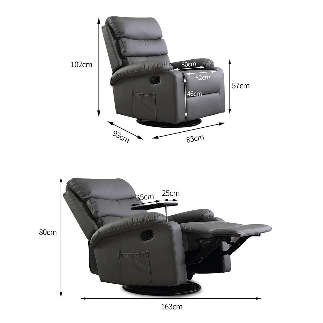 Levede Heated Massage Recliner Chair – 360° Swivel Lounge Chair with Remote & Side Tray