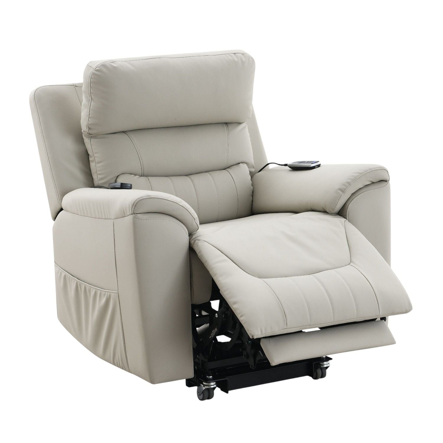 Marsha Power Lift Recliner with Heat & Massage – Light Gray Synthetic Leather