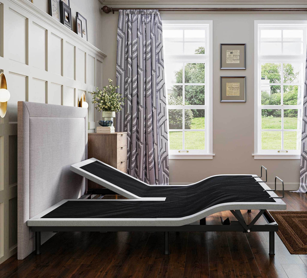 Flex Head Adjustable Bed Base with Head and Foot Position - Black
