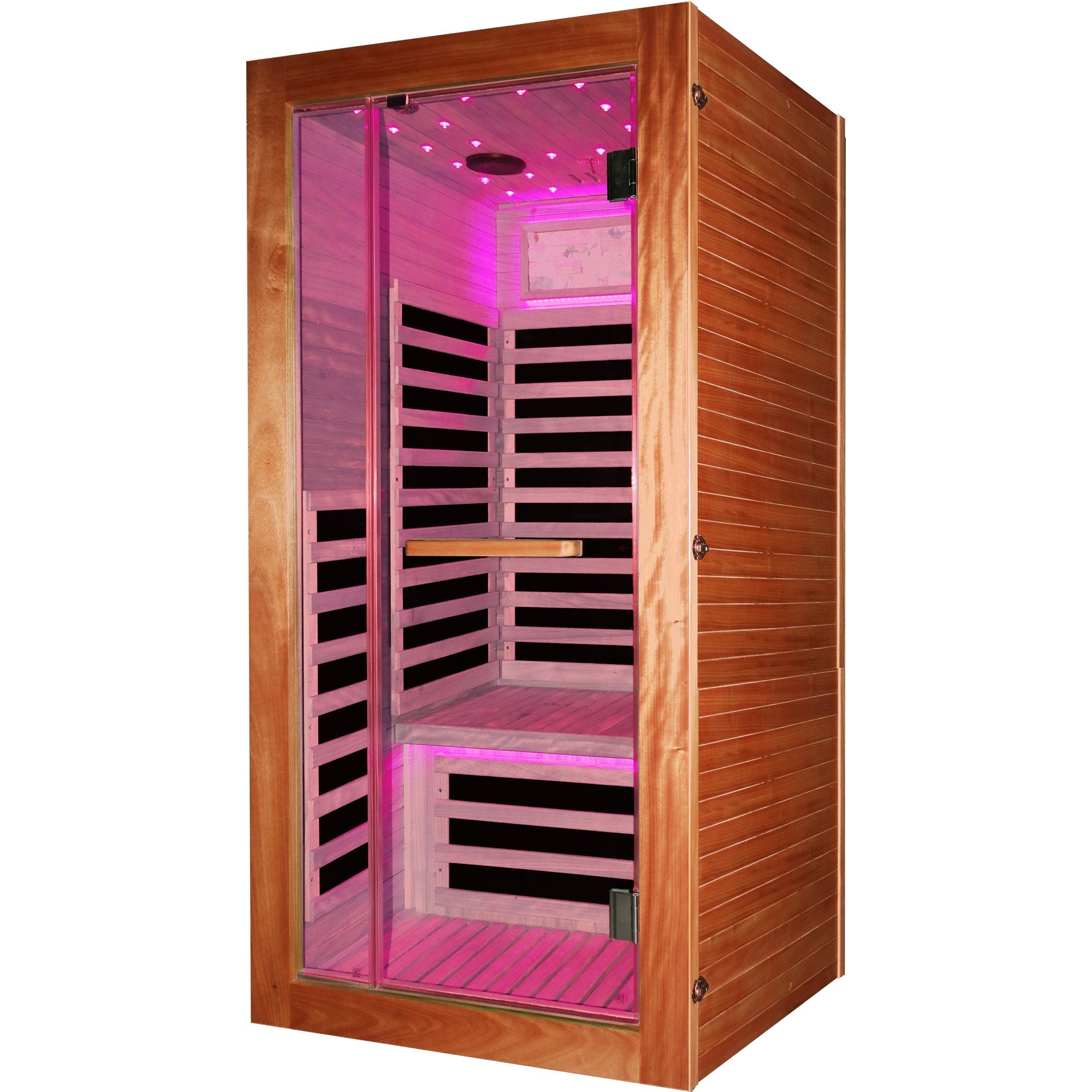 1-Person Far Infrared Sauna – American White Oak Finish with Starry Sky Lighting