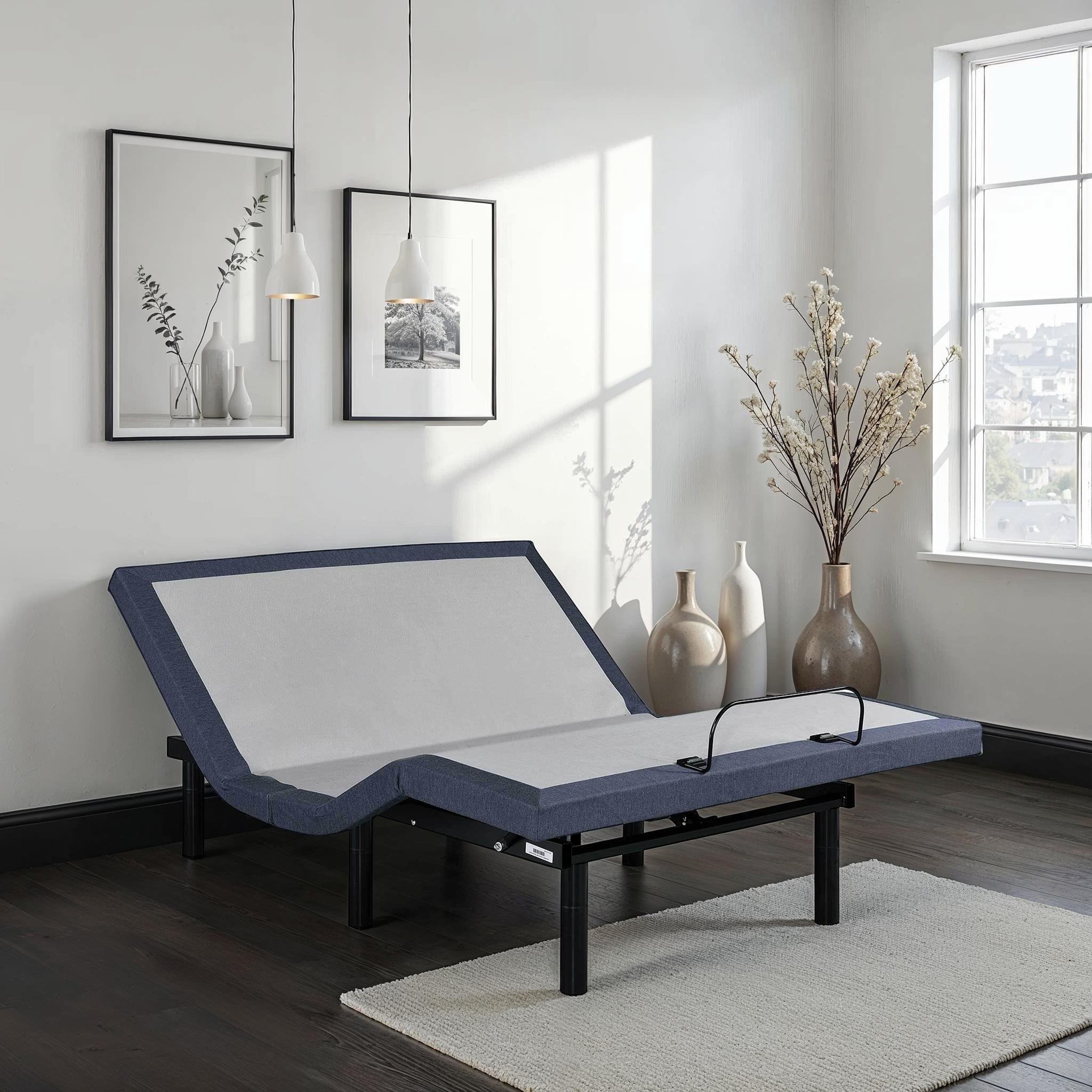 Queen Adjustable Bed Base with Massage, USB Ports & LED Under-Bed Lighting