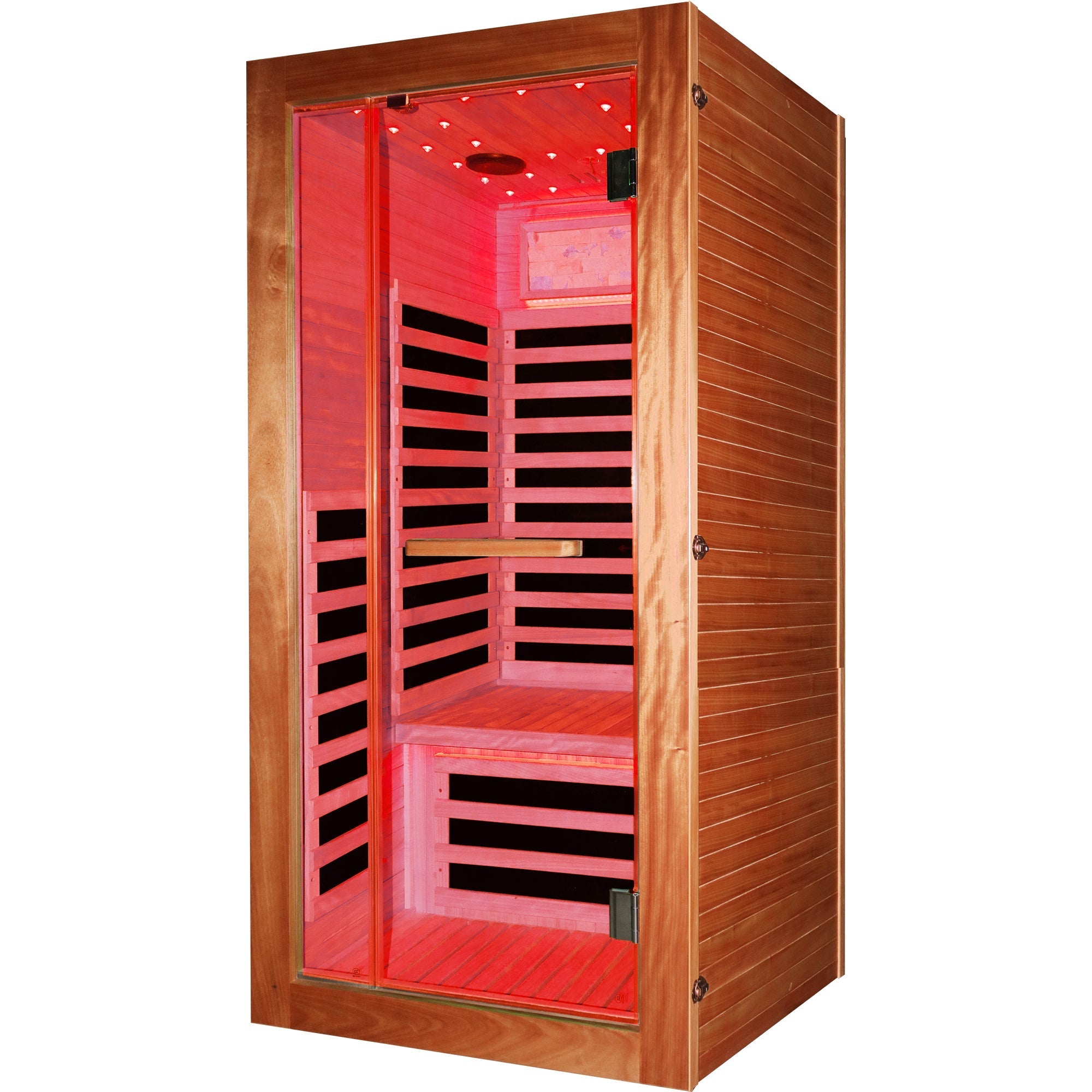 1-Person Far Infrared Sauna – American White Oak Finish with Starry Sky Lighting