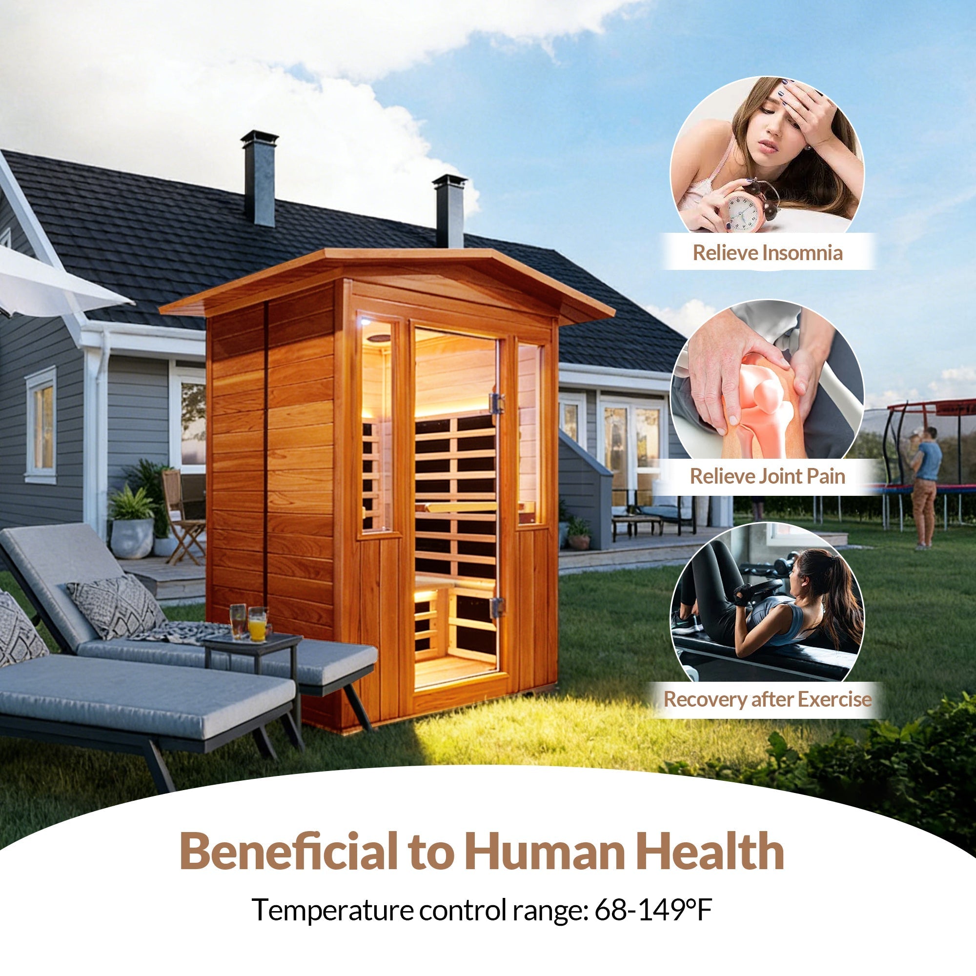 Outdoor 2-Person Far Infrared Sauna – Red Cedar with Bluetooth Audio